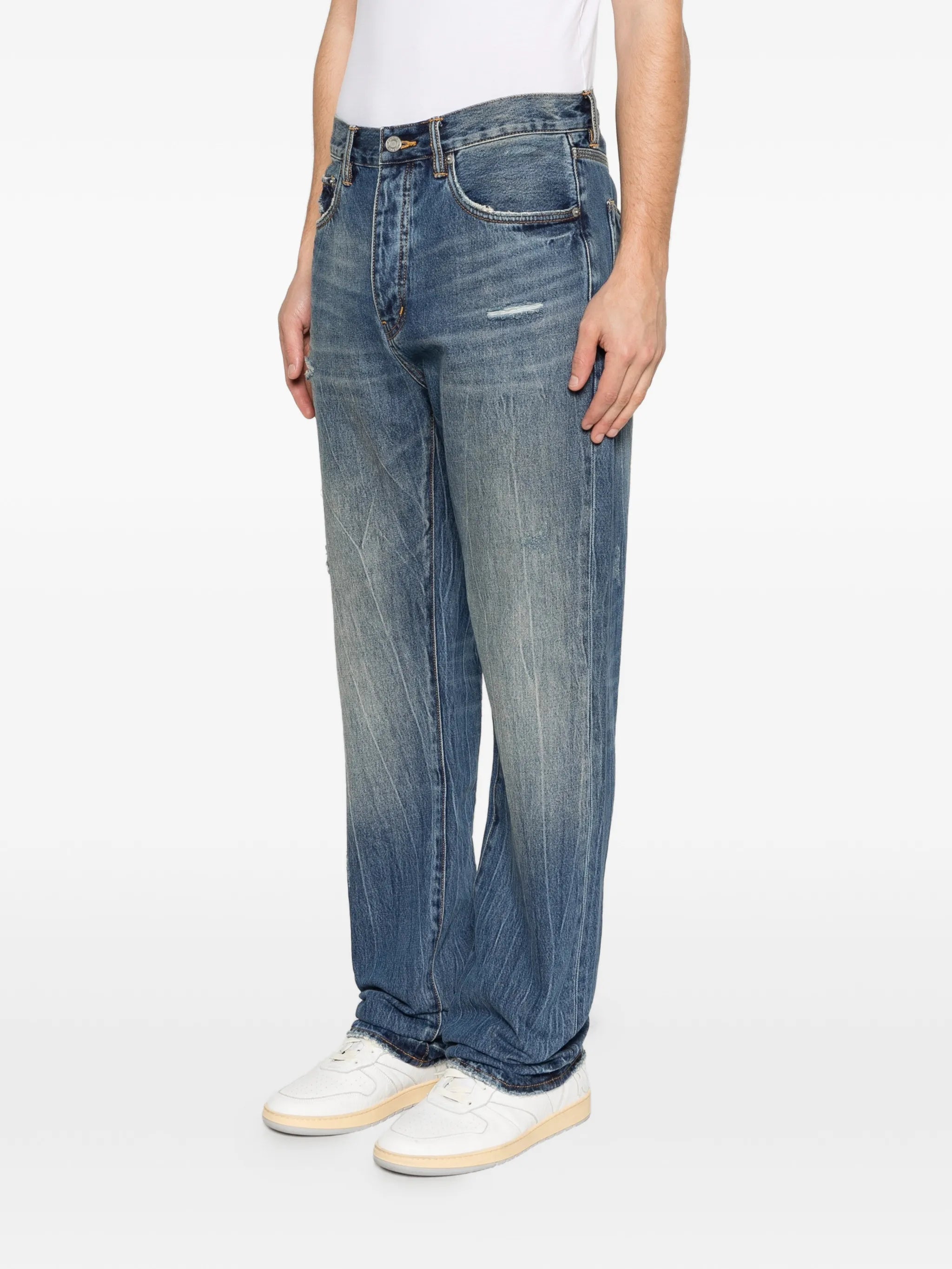 distressed bootcut jeans