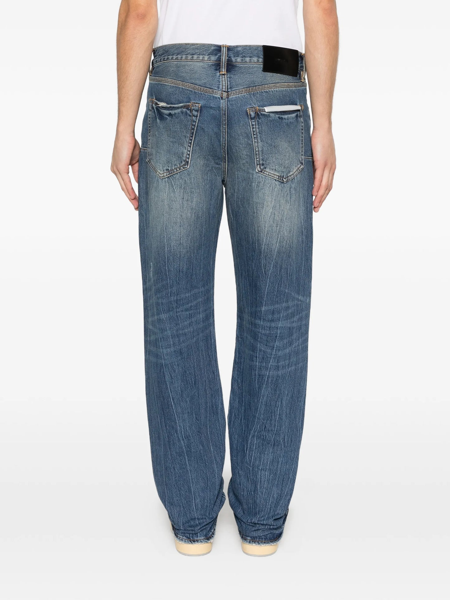 distressed bootcut jeans