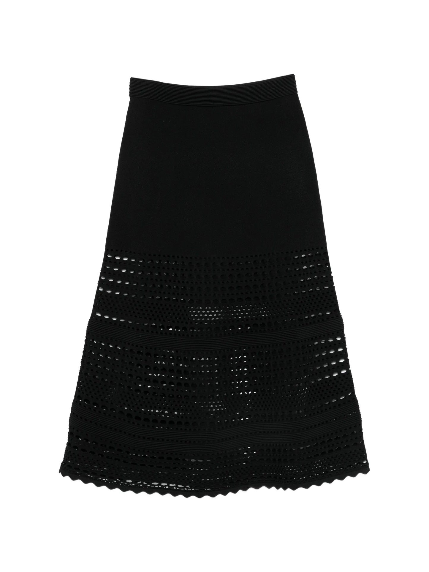 open-stitch midi skirt