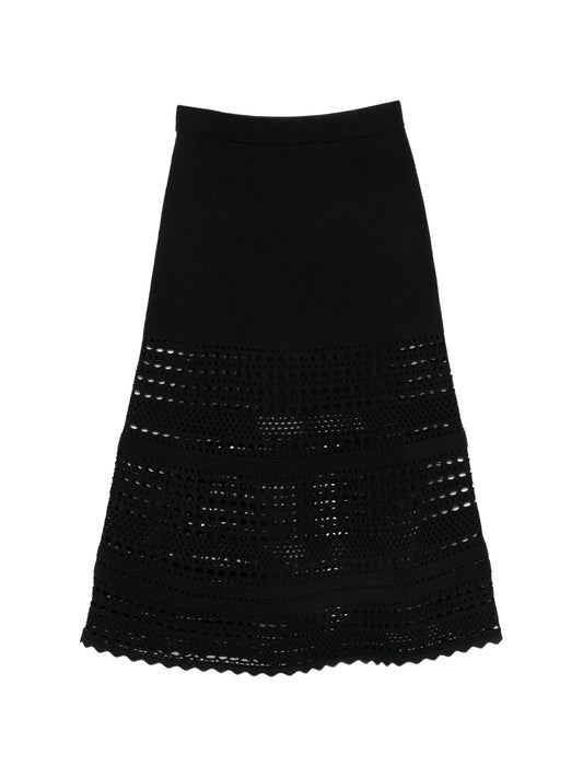 open-stitch midi skirt