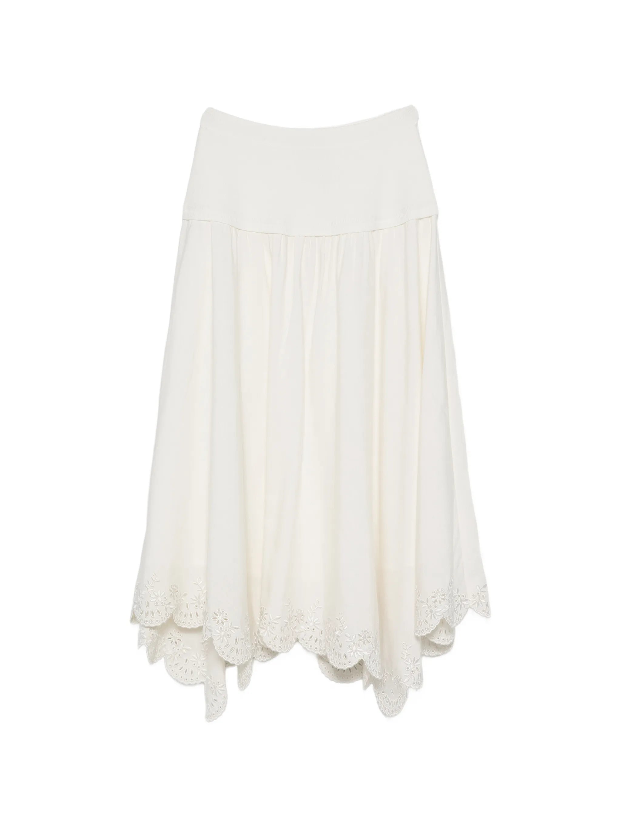 Haven embroidered linen knit skirt