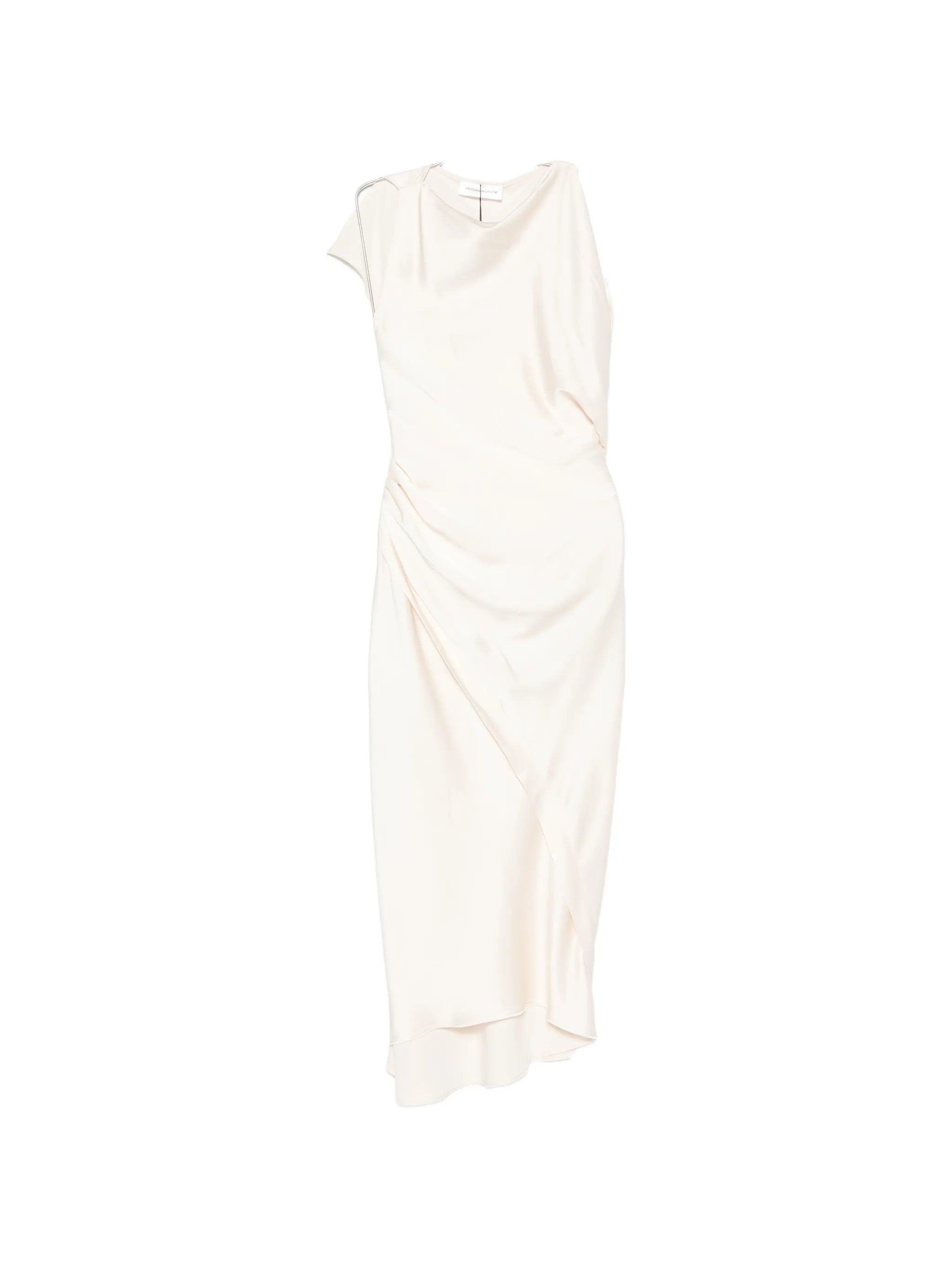 sleeveless draped asymmetric dress