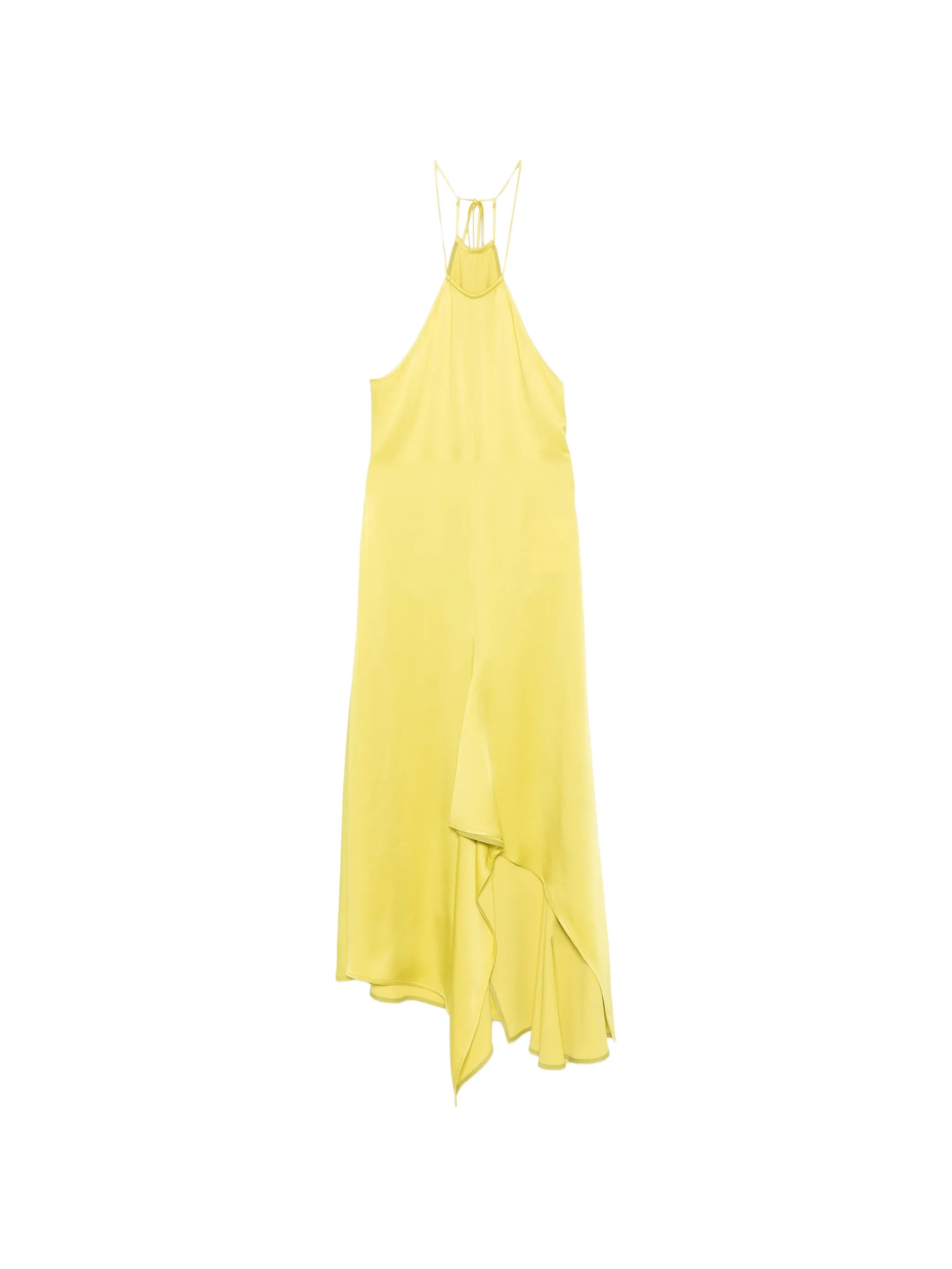 halterneck draped asymmetric dress