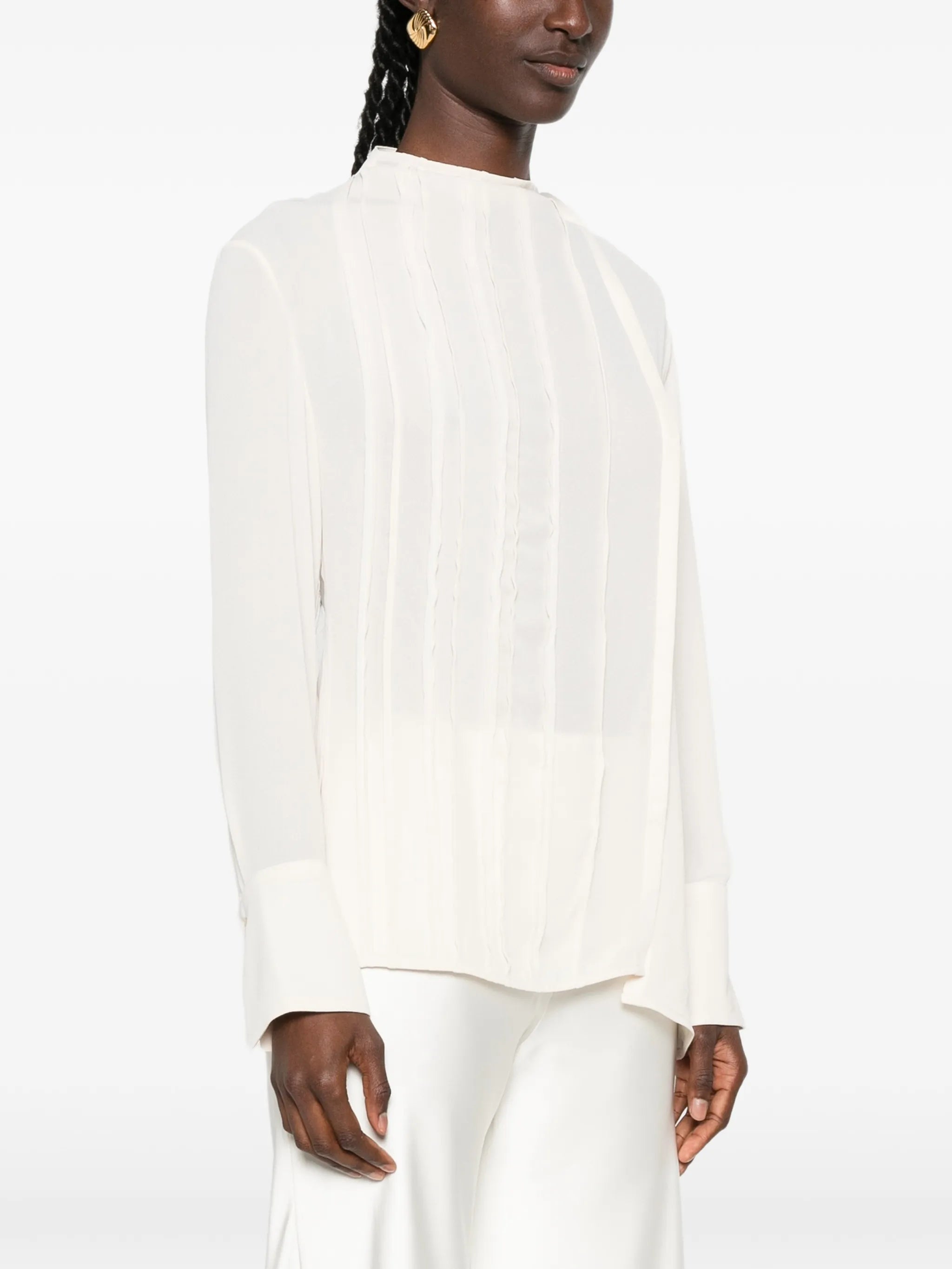 seam-detail long-sleeve blouse