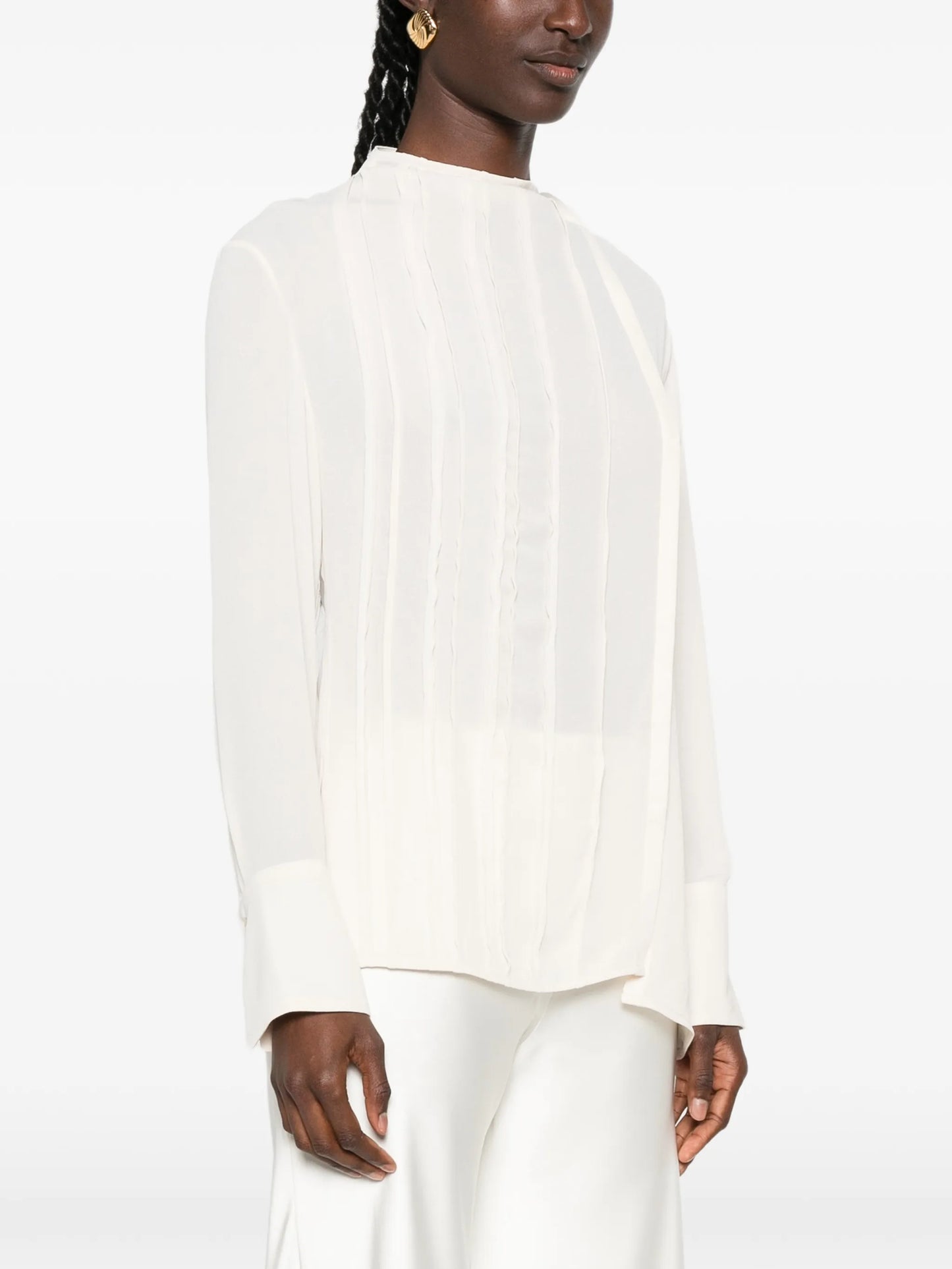 seam-detail long-sleeve blouse