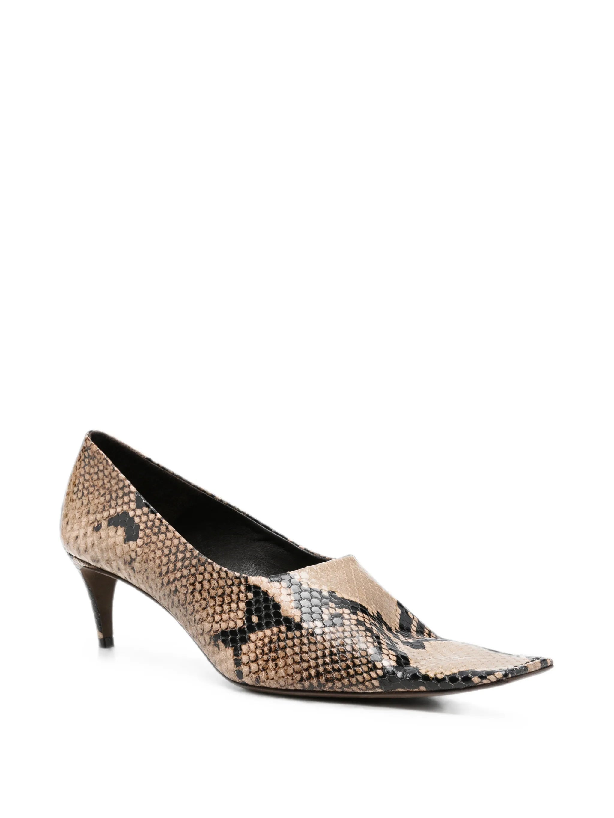 Marlene snake-effect square-toe pumps