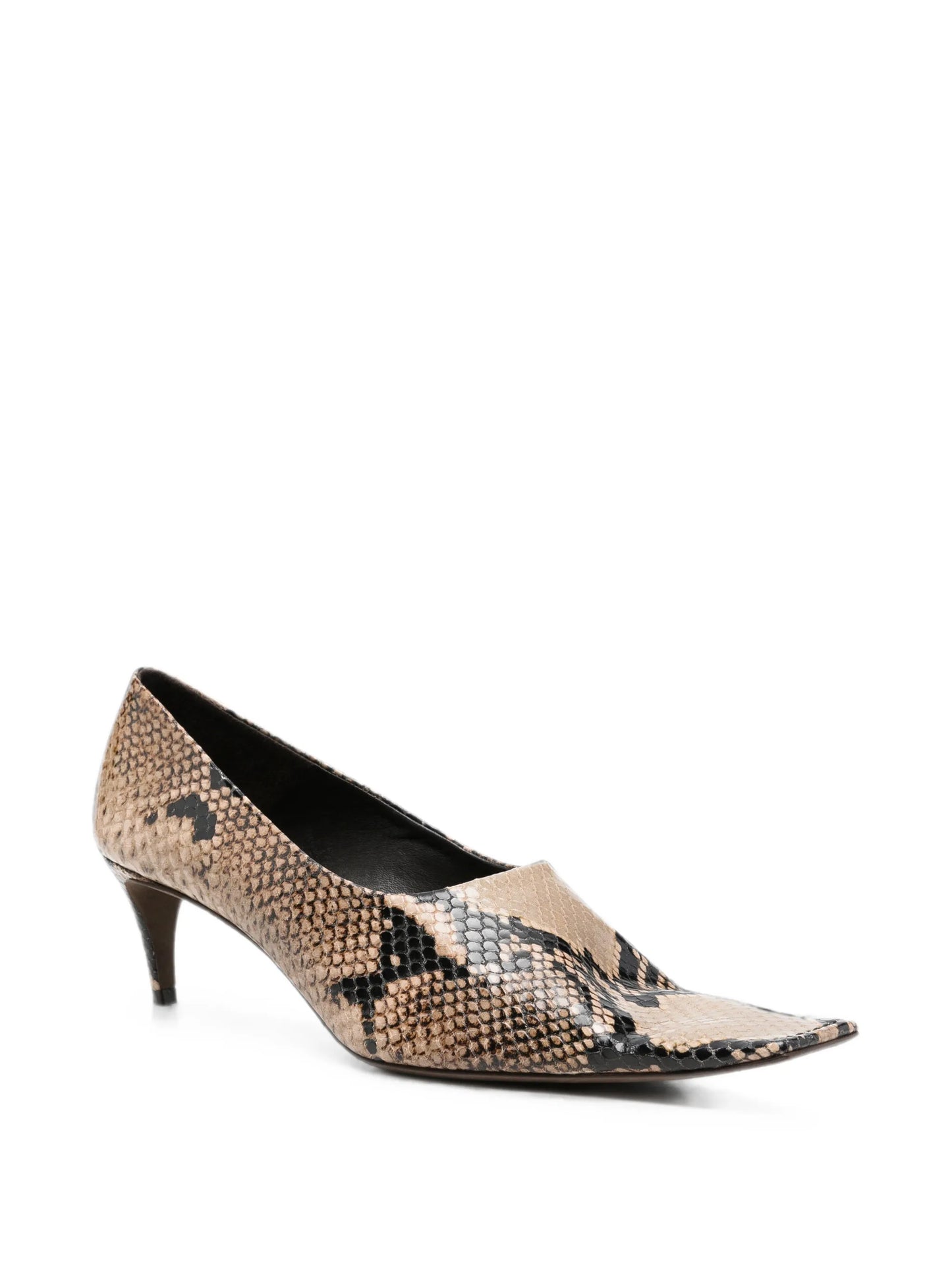 Marlene snake-effect square-toe pumps