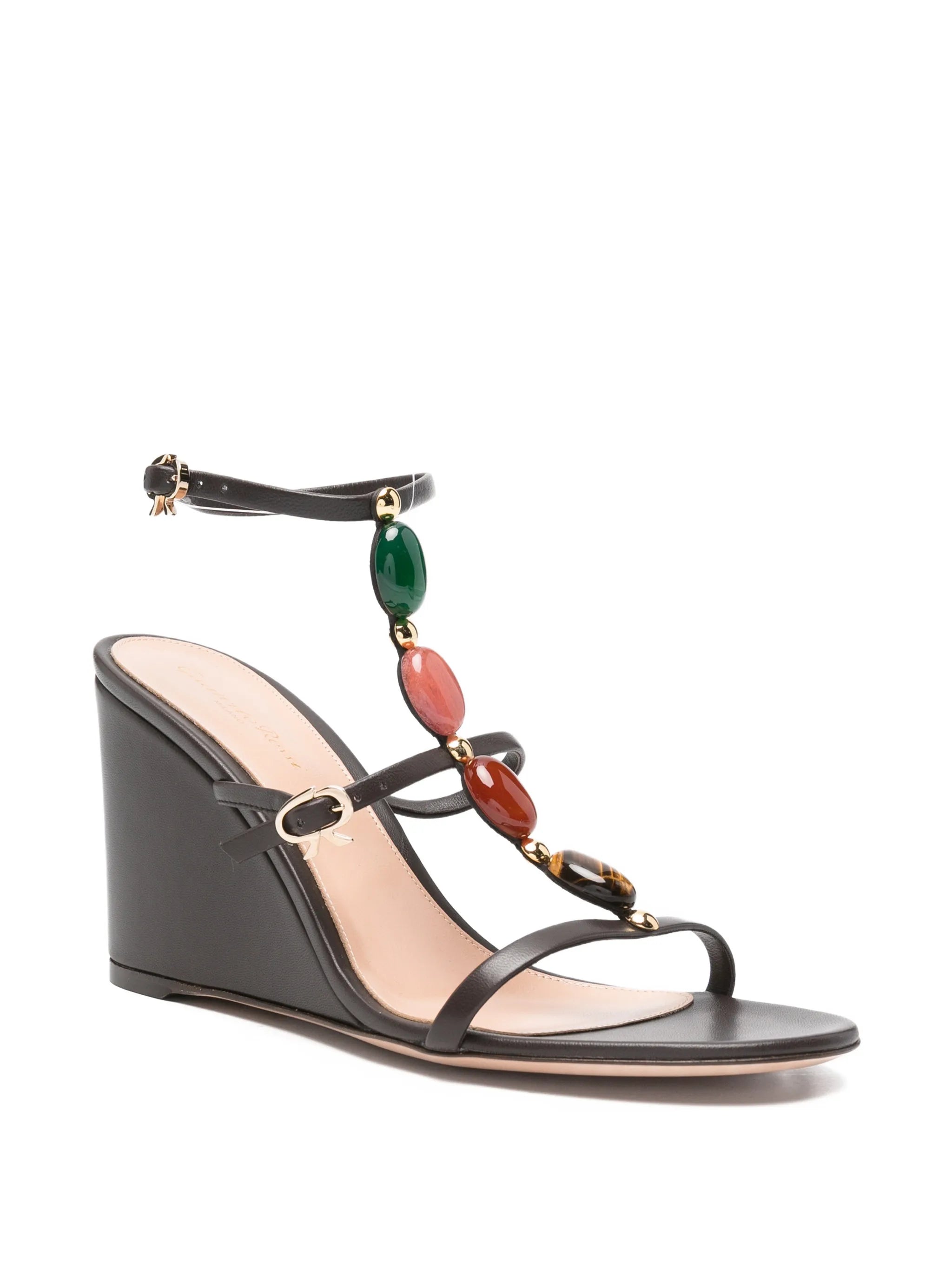 Shanti stone-embellished wedge sandals