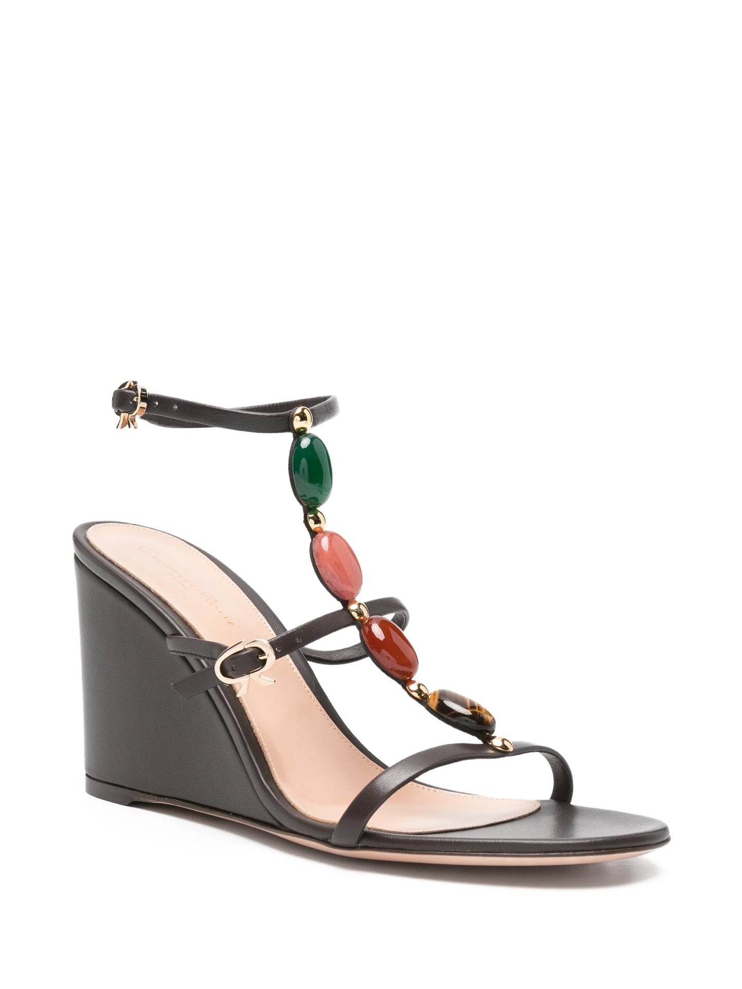 Shanti stone-embellished wedge sandals
