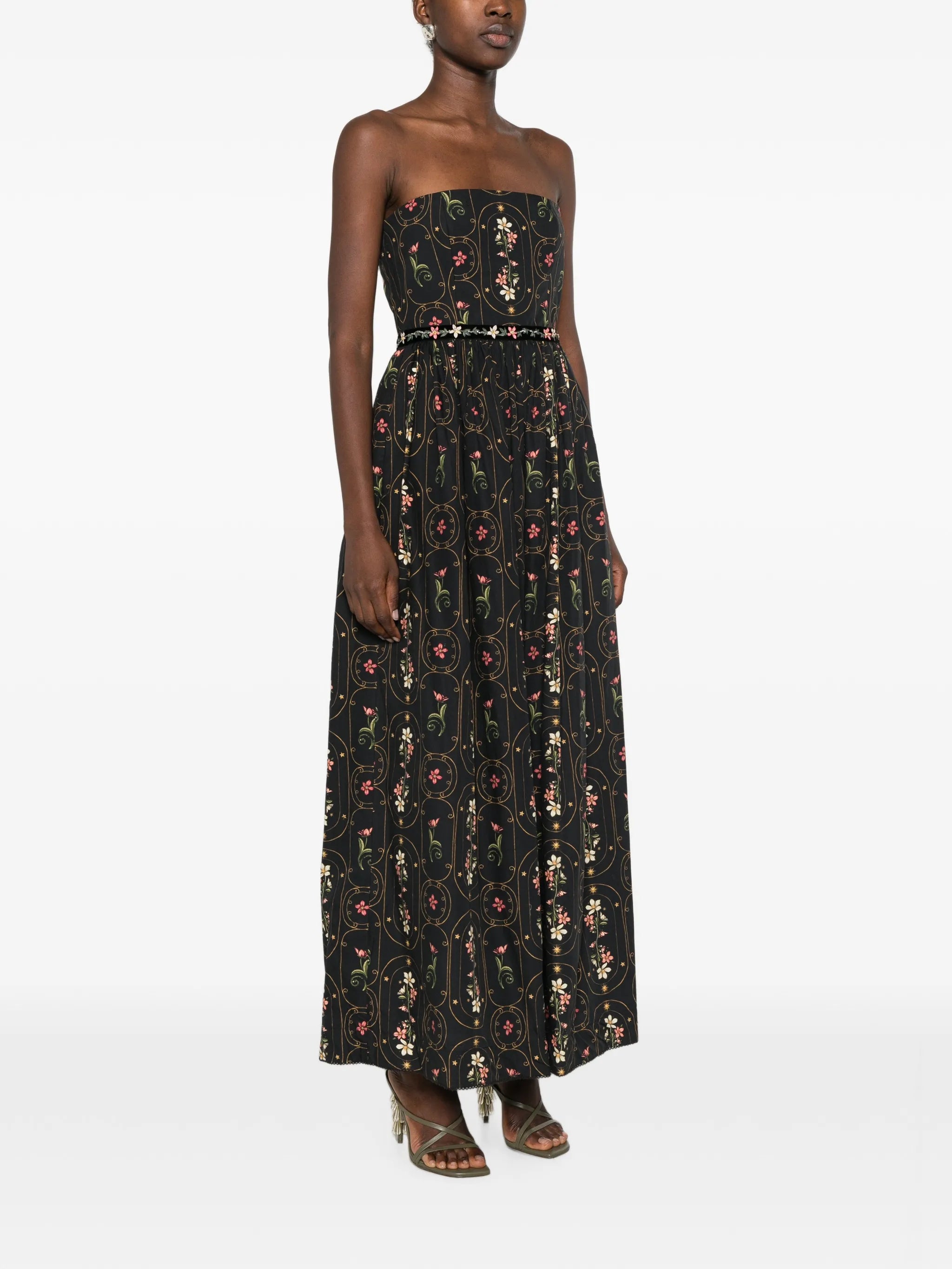 Lienzo strapless floral-print maxi dress