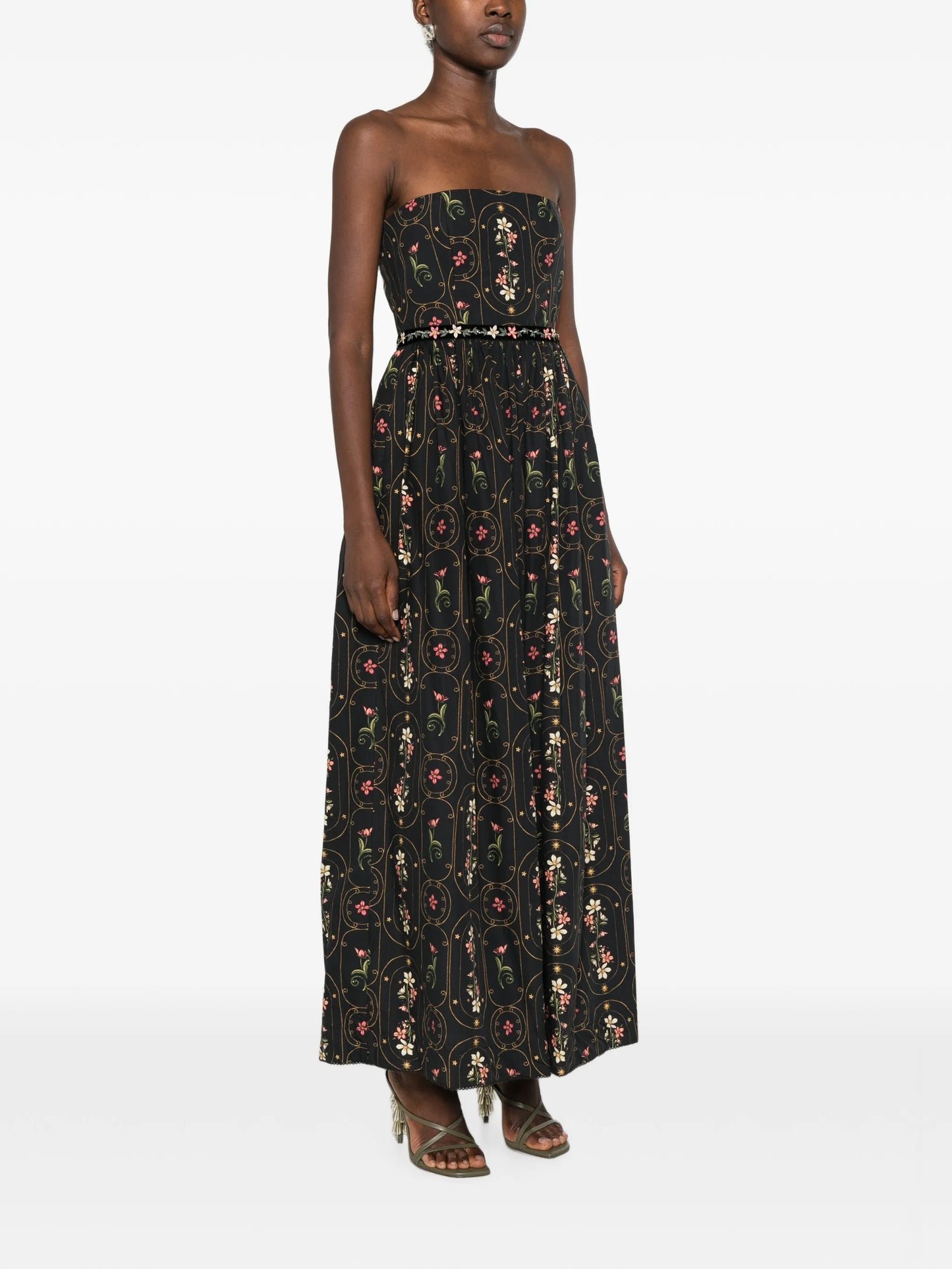 Lienzo strapless floral-print maxi dress