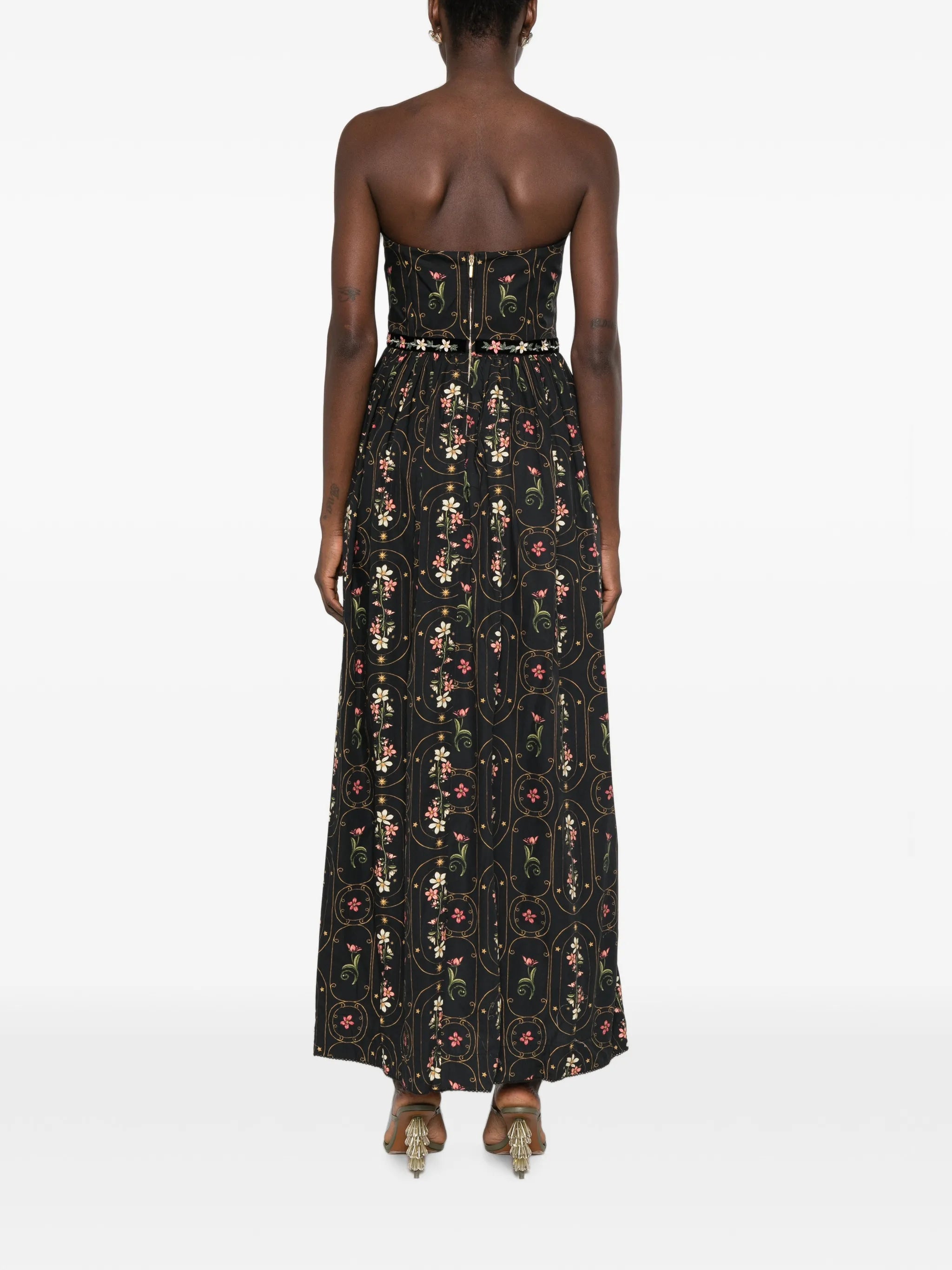 Lienzo strapless floral-print maxi dress