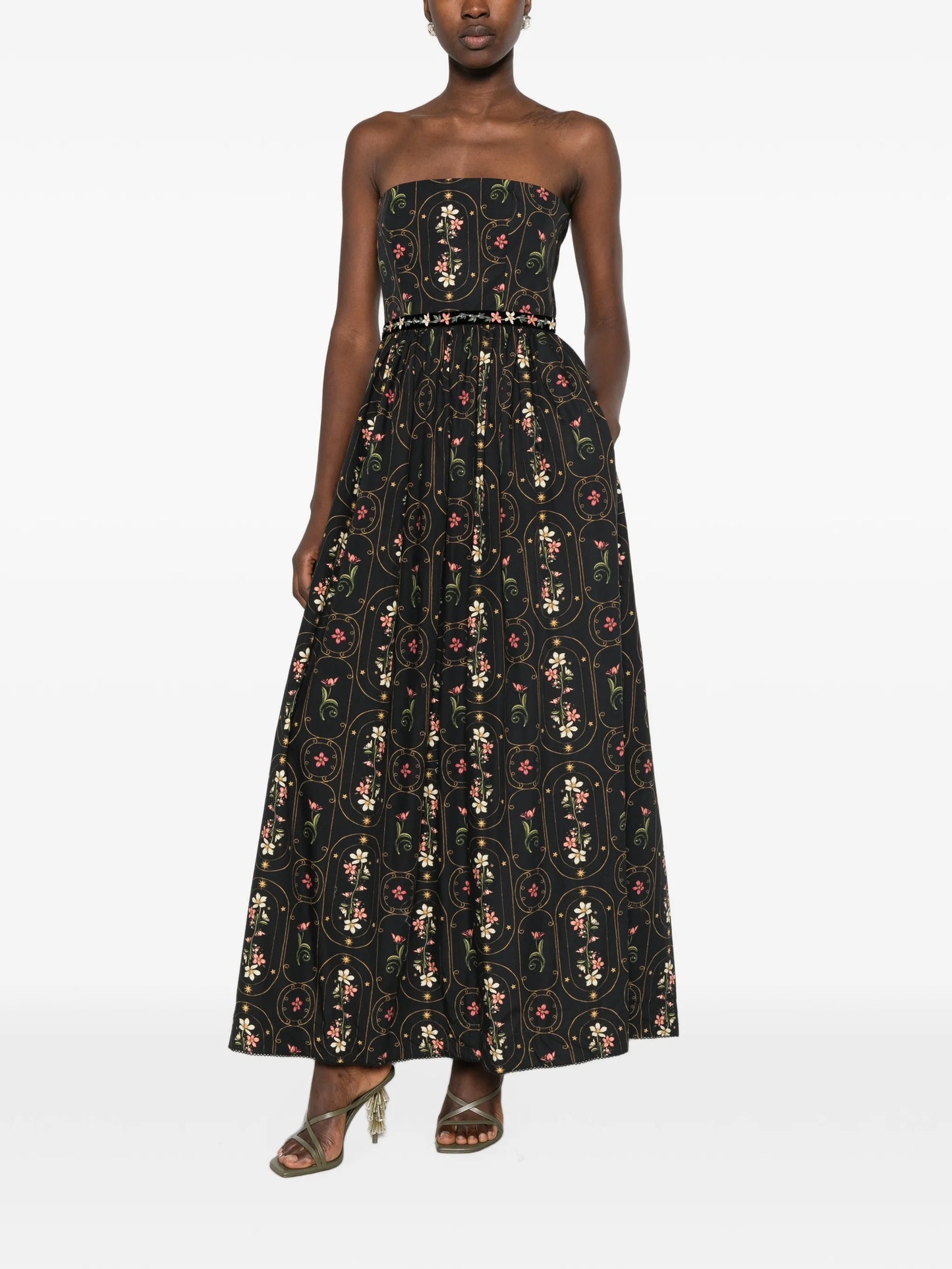 Lienzo strapless floral-print maxi dress