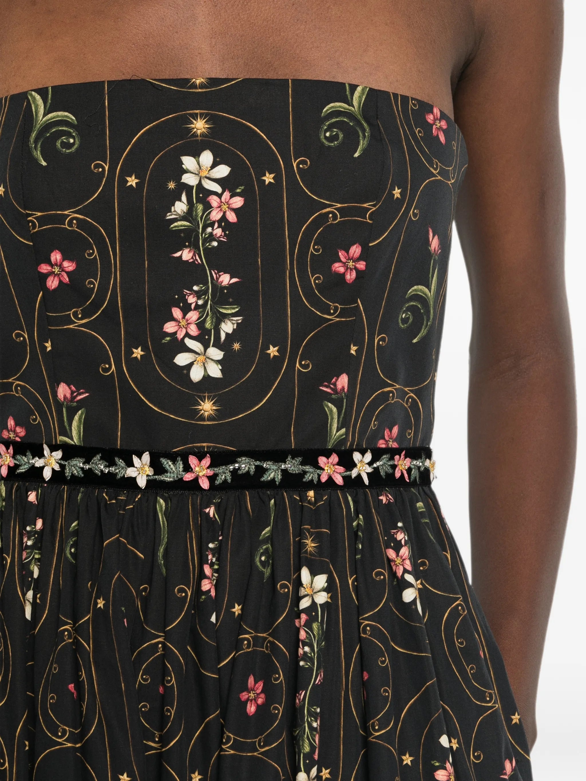 Lienzo strapless floral-print maxi dress