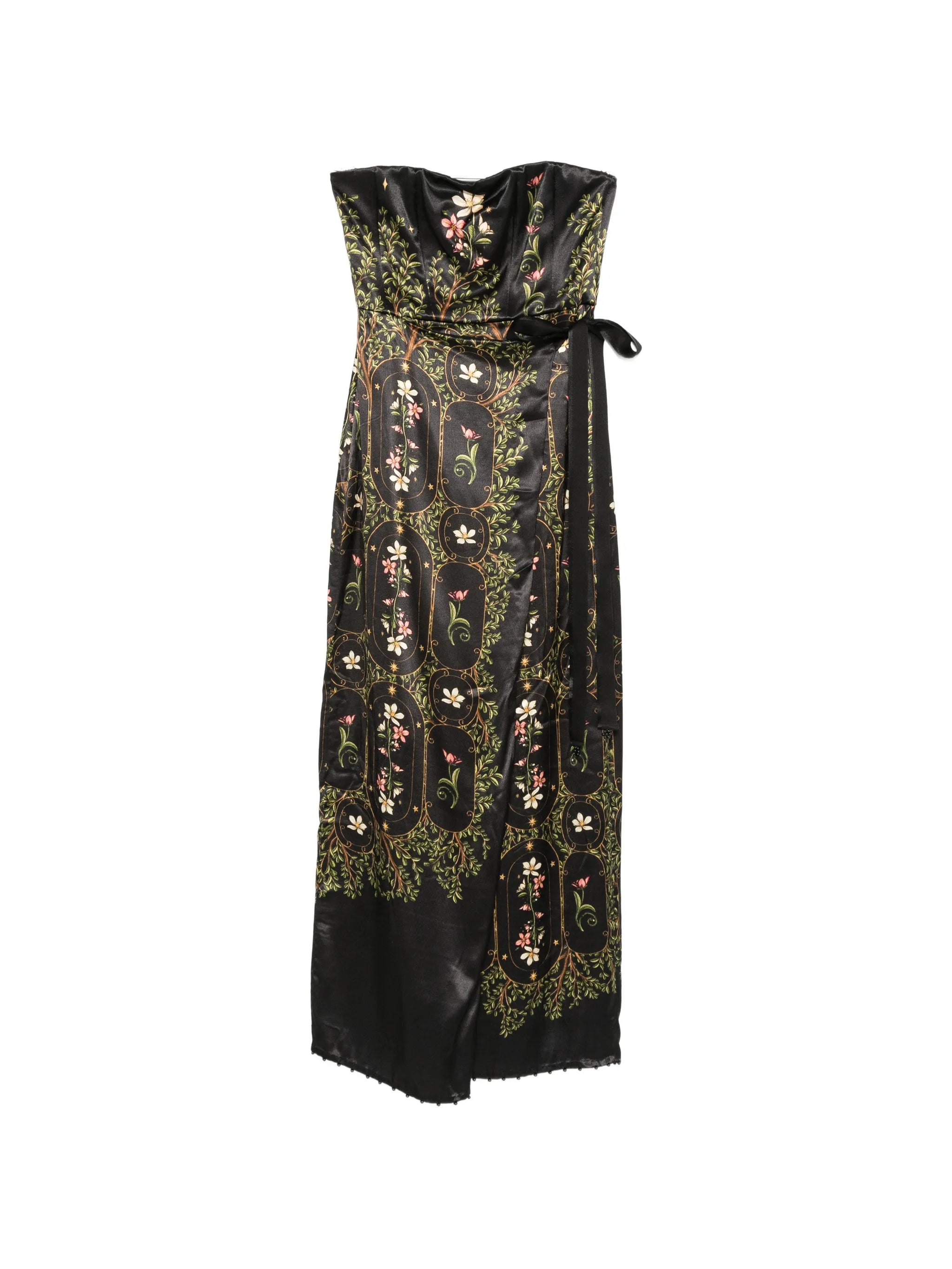 Cinefila Noche strapless floral-print maxi dress
