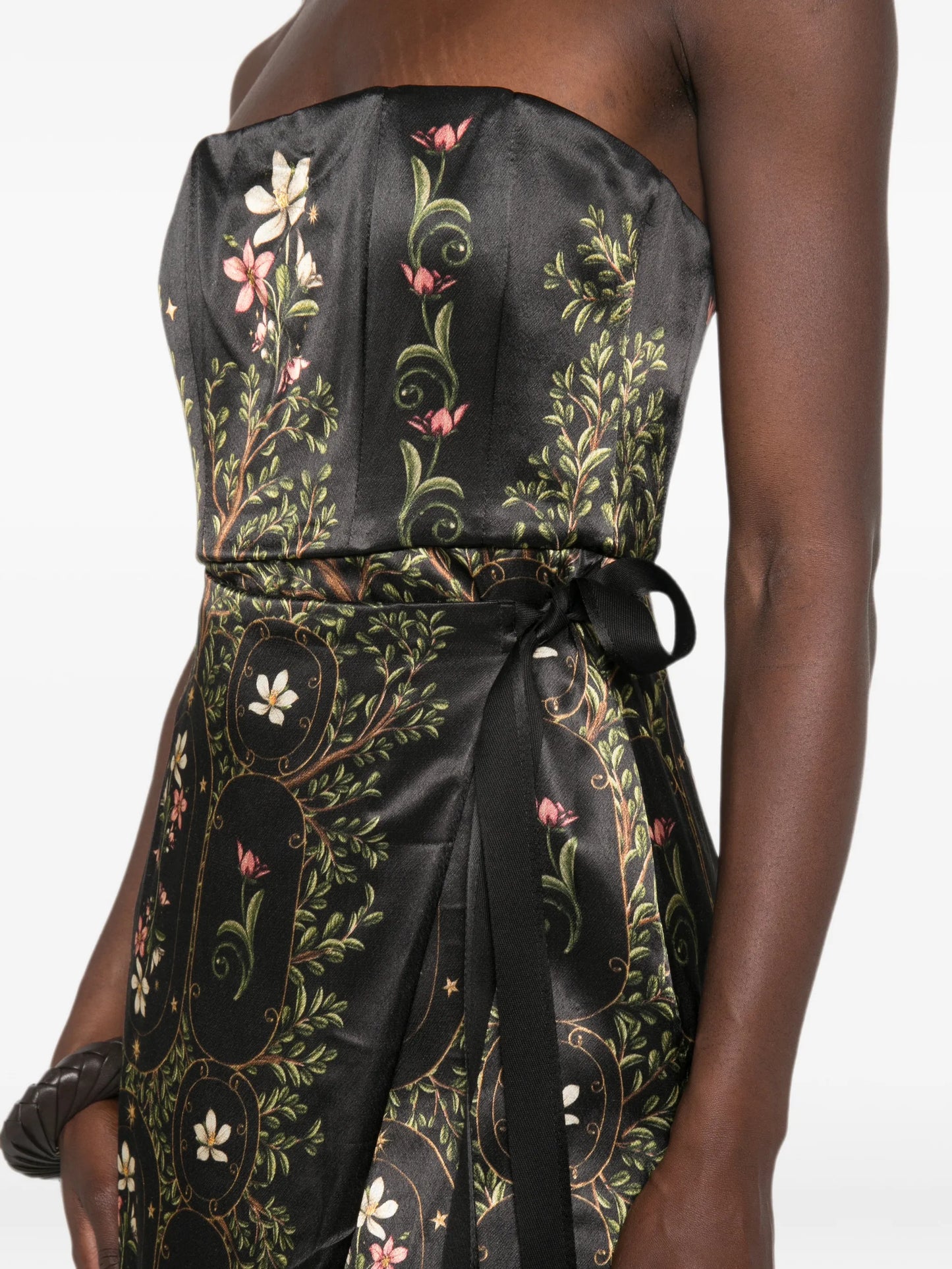 Cinefila Noche strapless floral-print maxi dress