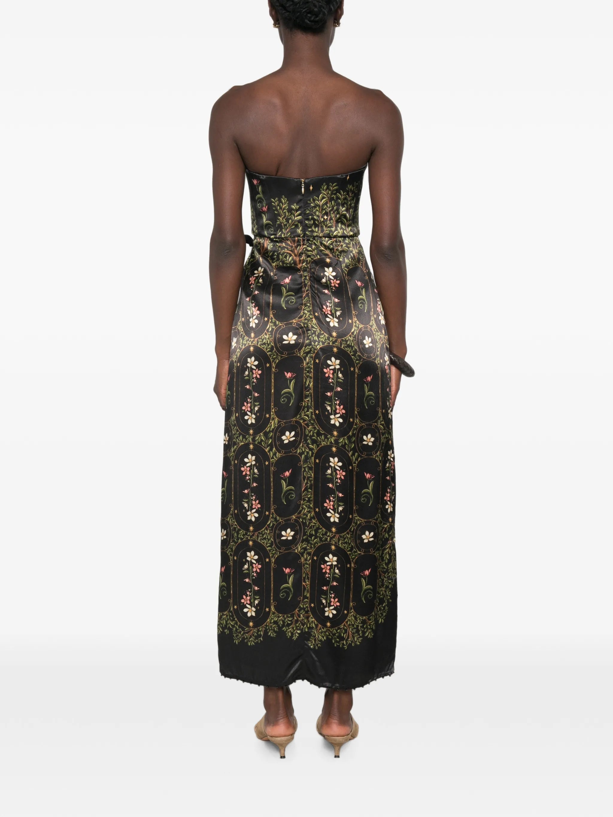 Cinefila Noche strapless floral-print maxi dress