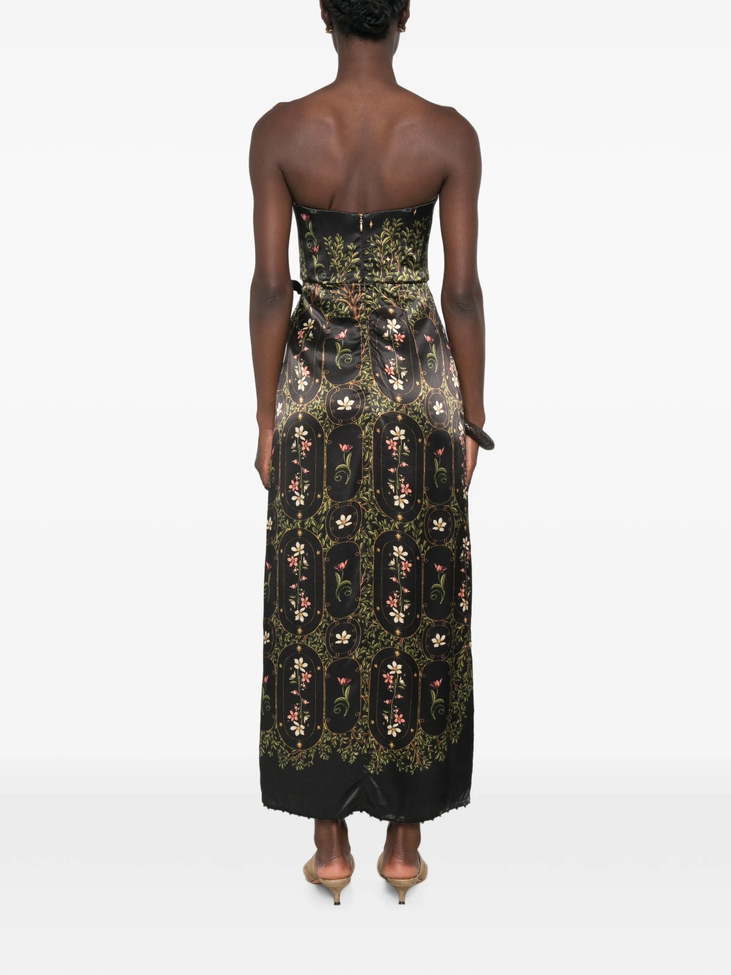 Cinefila Noche strapless floral-print maxi dress