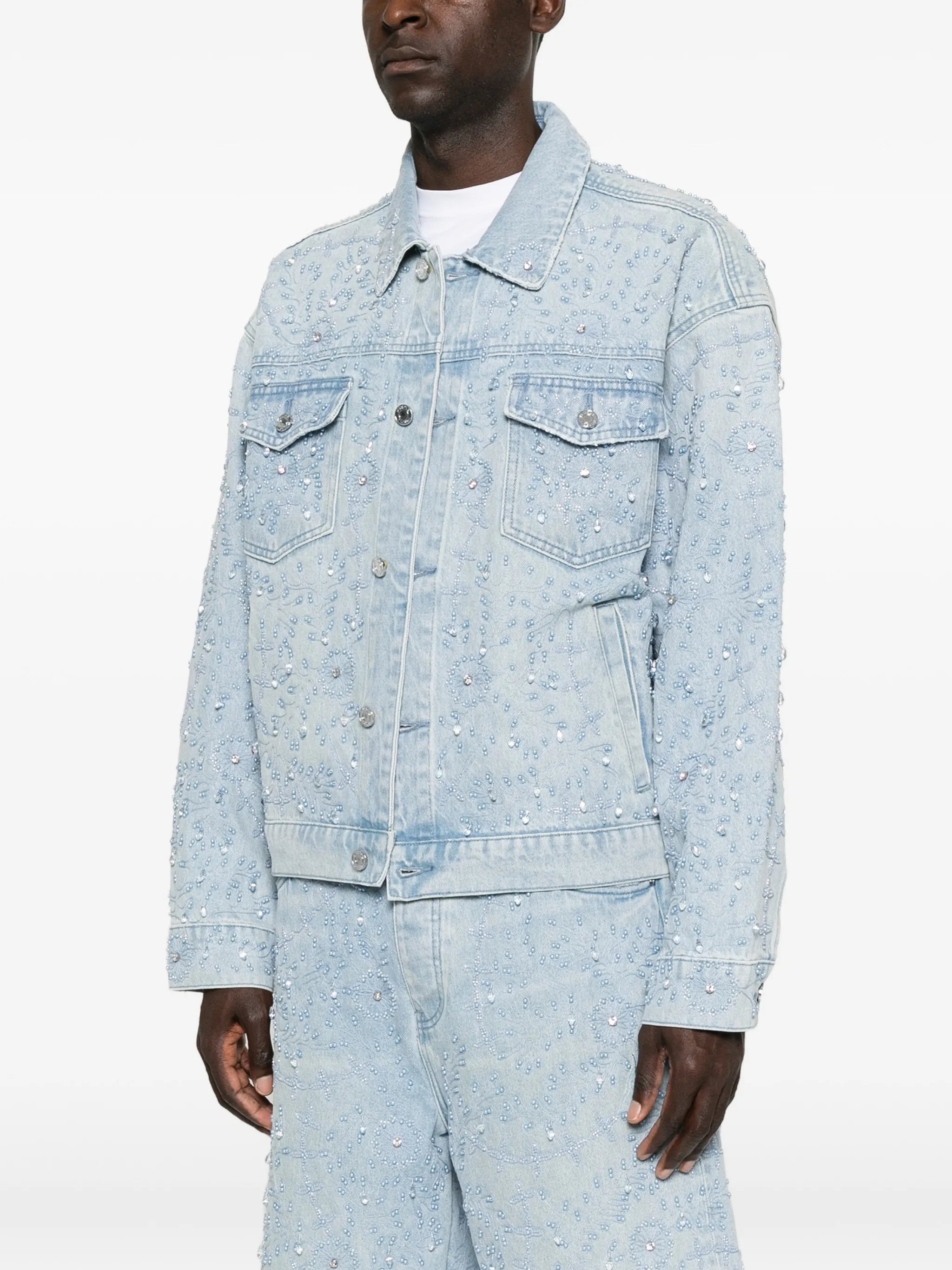 crystal-embellished denim jacket