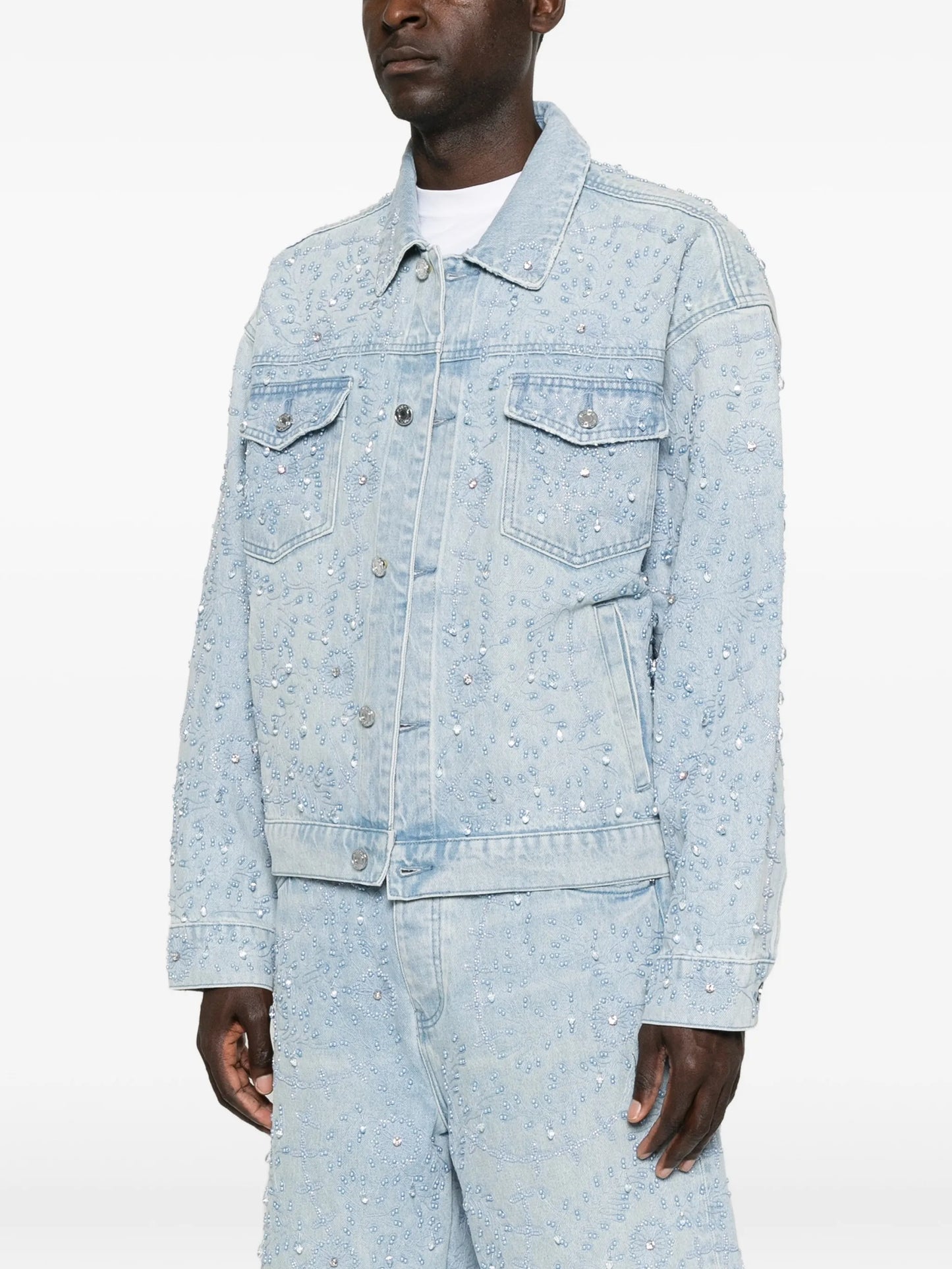 crystal-embellished denim jacket