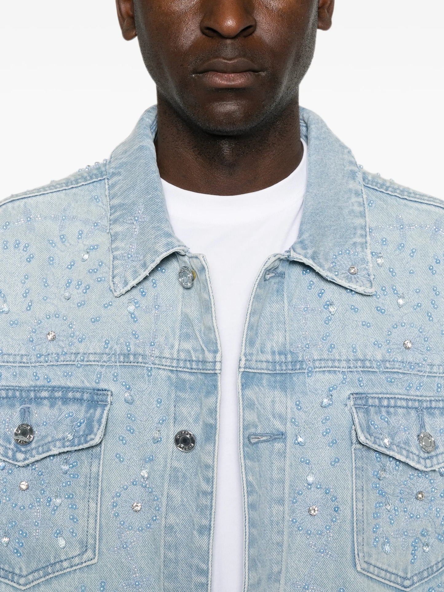 crystal-embellished denim jacket