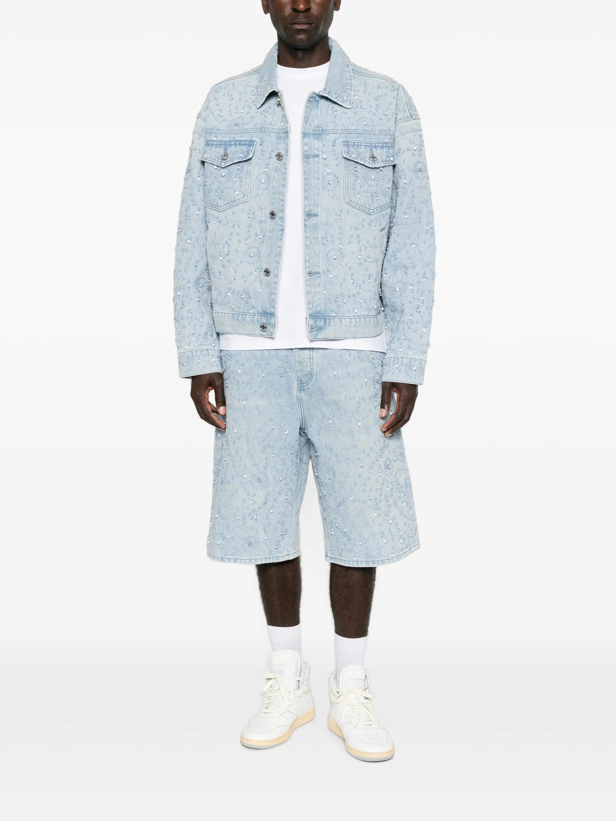 crystal-embellished denim jacket
