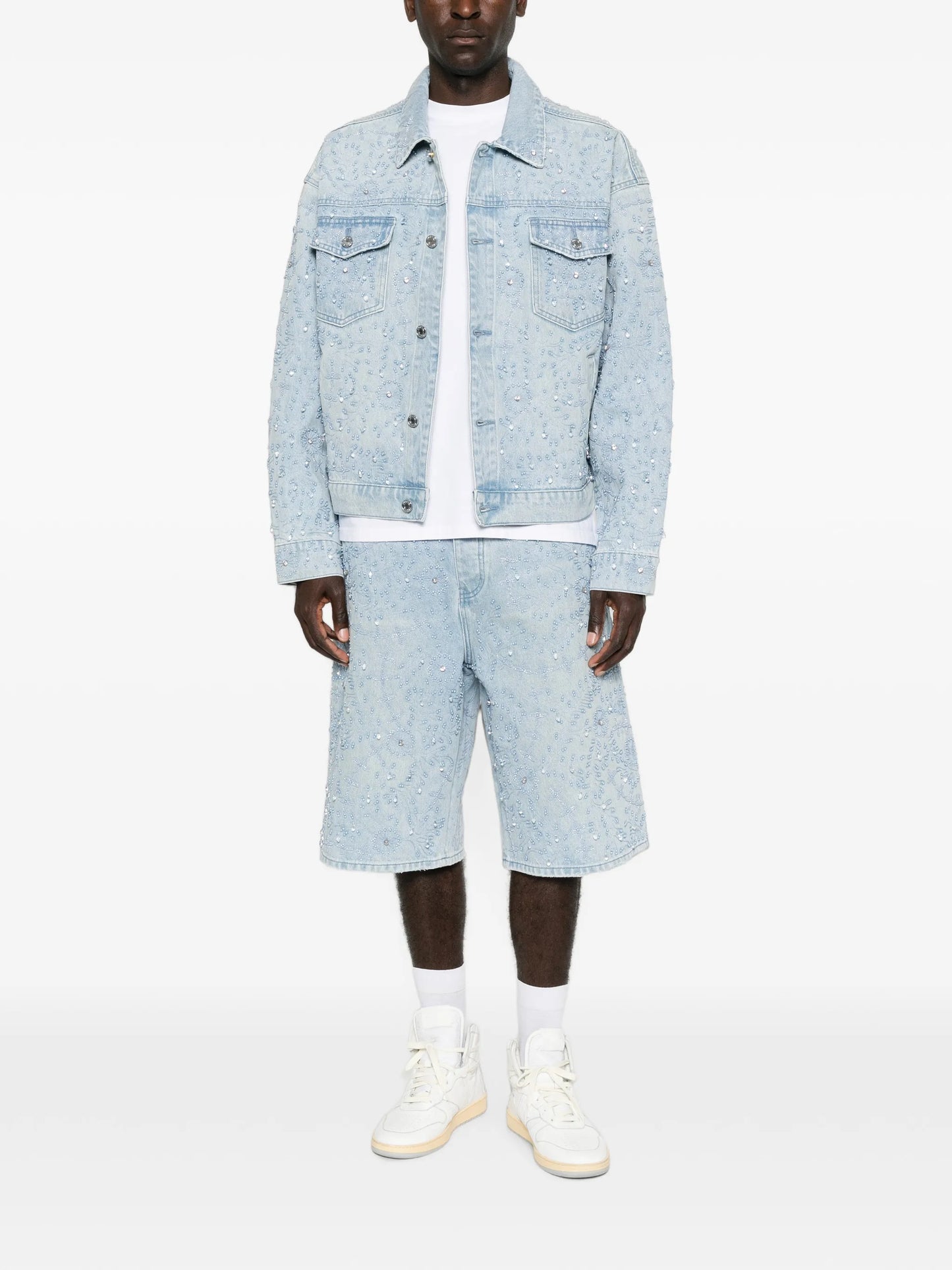 crystal-embellished denim jacket