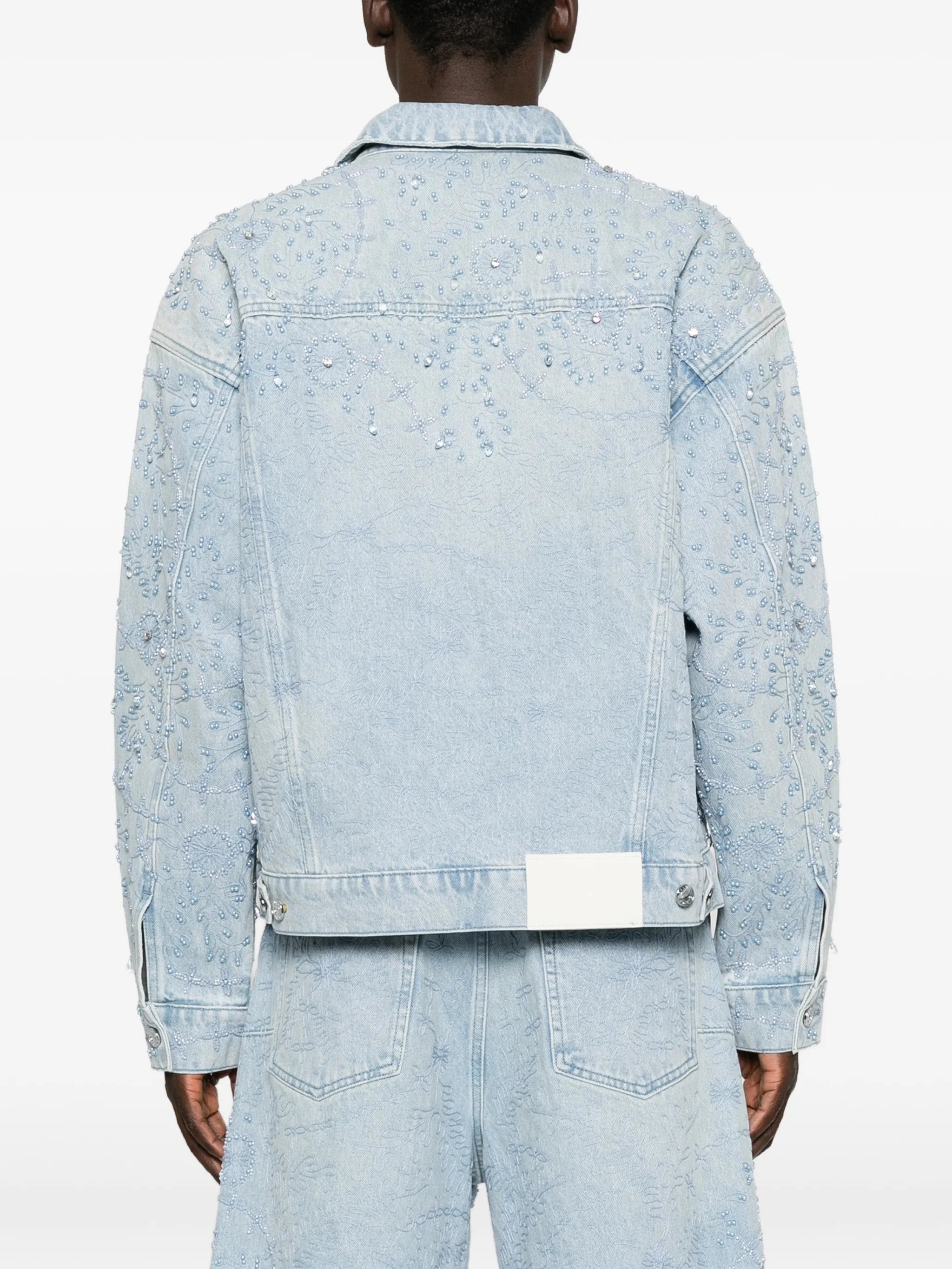 crystal-embellished denim jacket