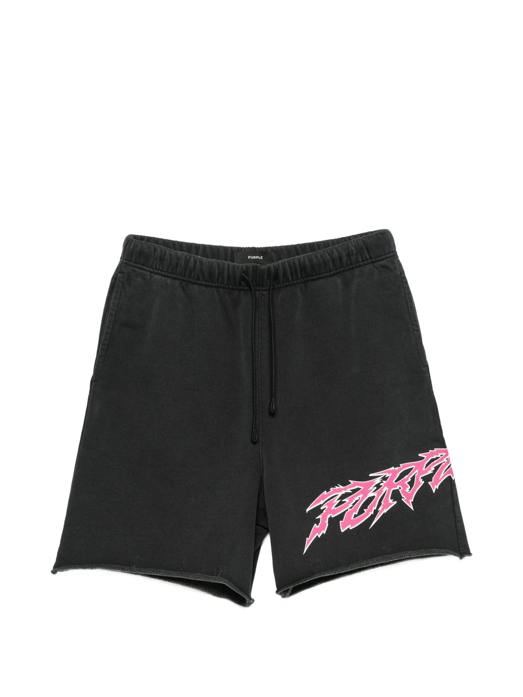graphic-print raw-cut shorts