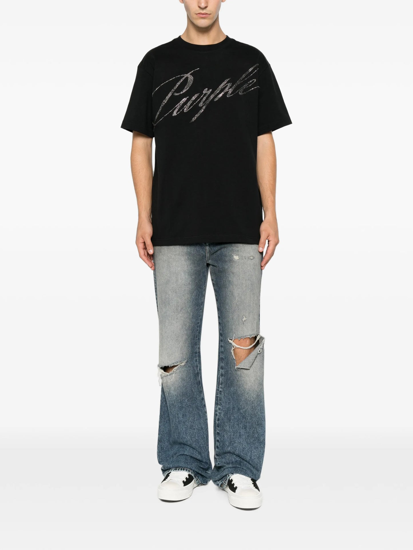 crystal-embellished logo-script T-shirt