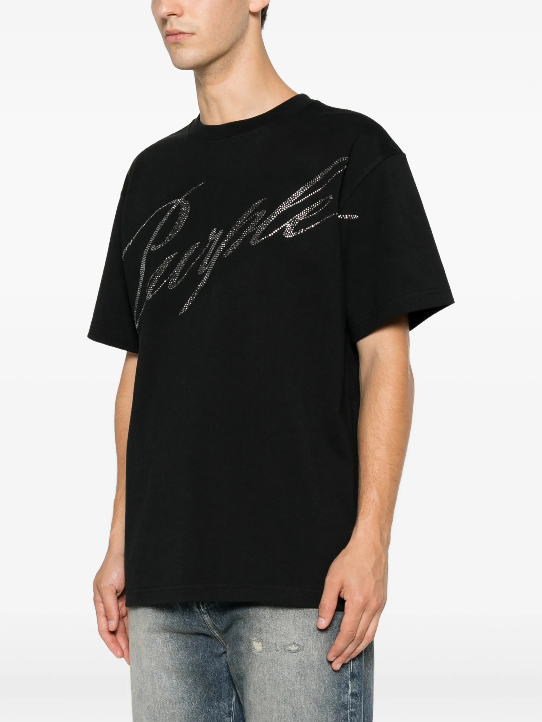 crystal-embellished logo-script T-shirt