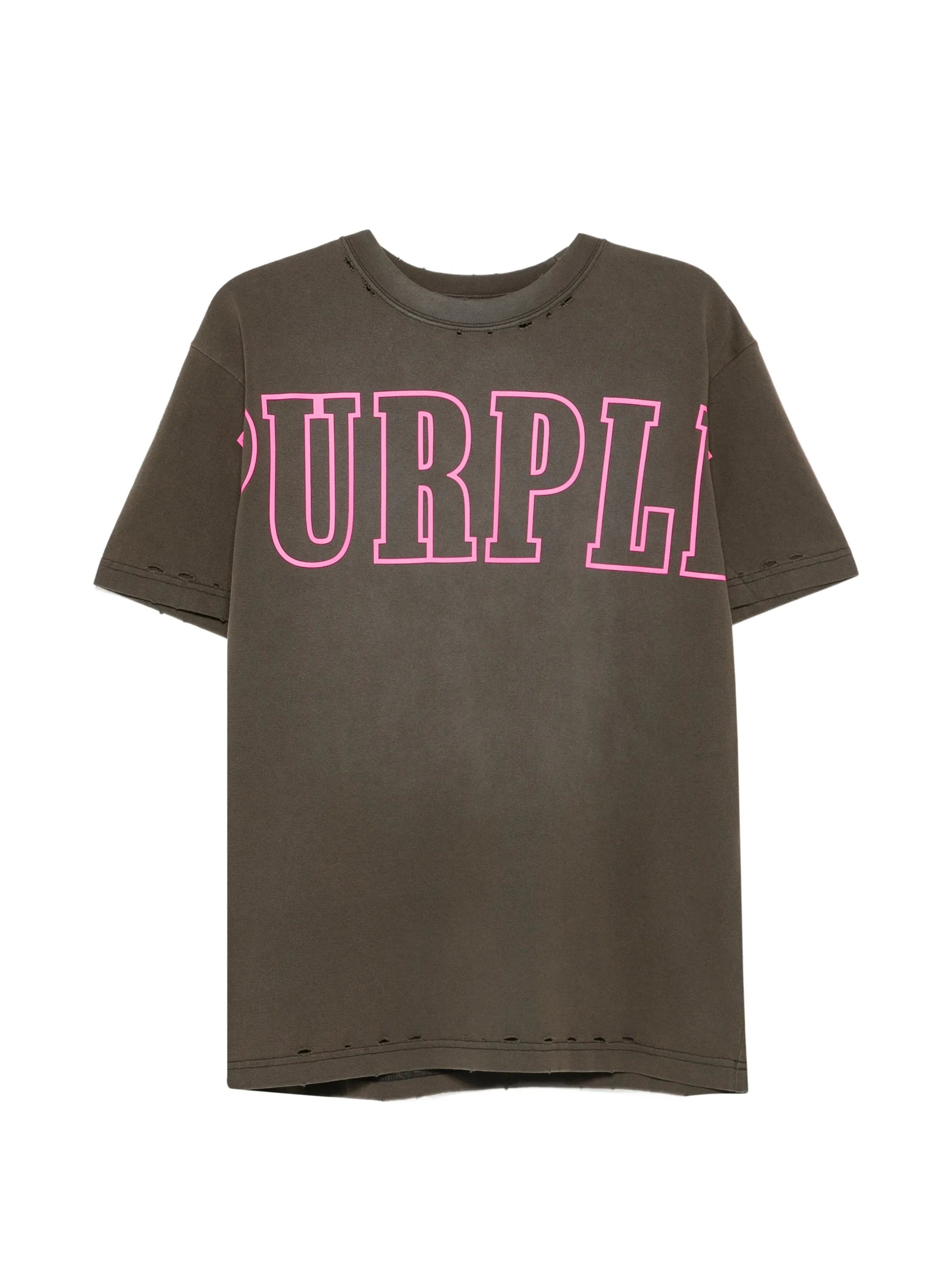 logo-print distressed T-shirt