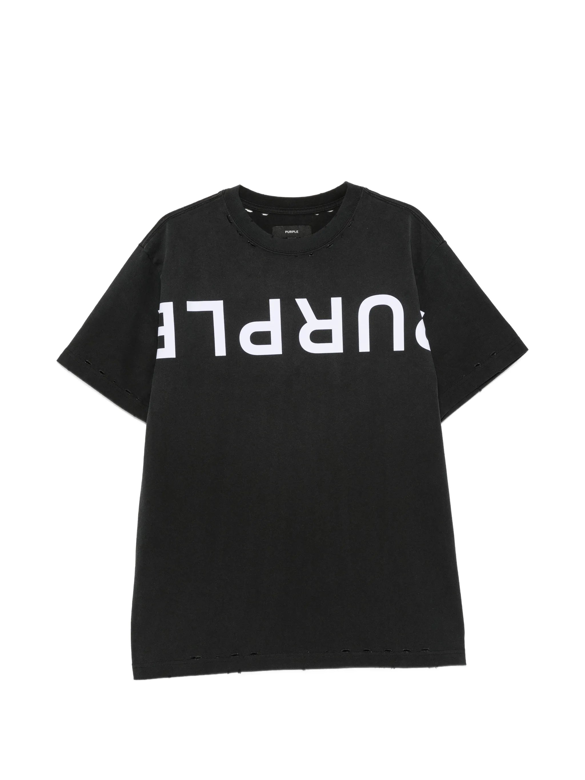 logo-print distressed T-shirt
