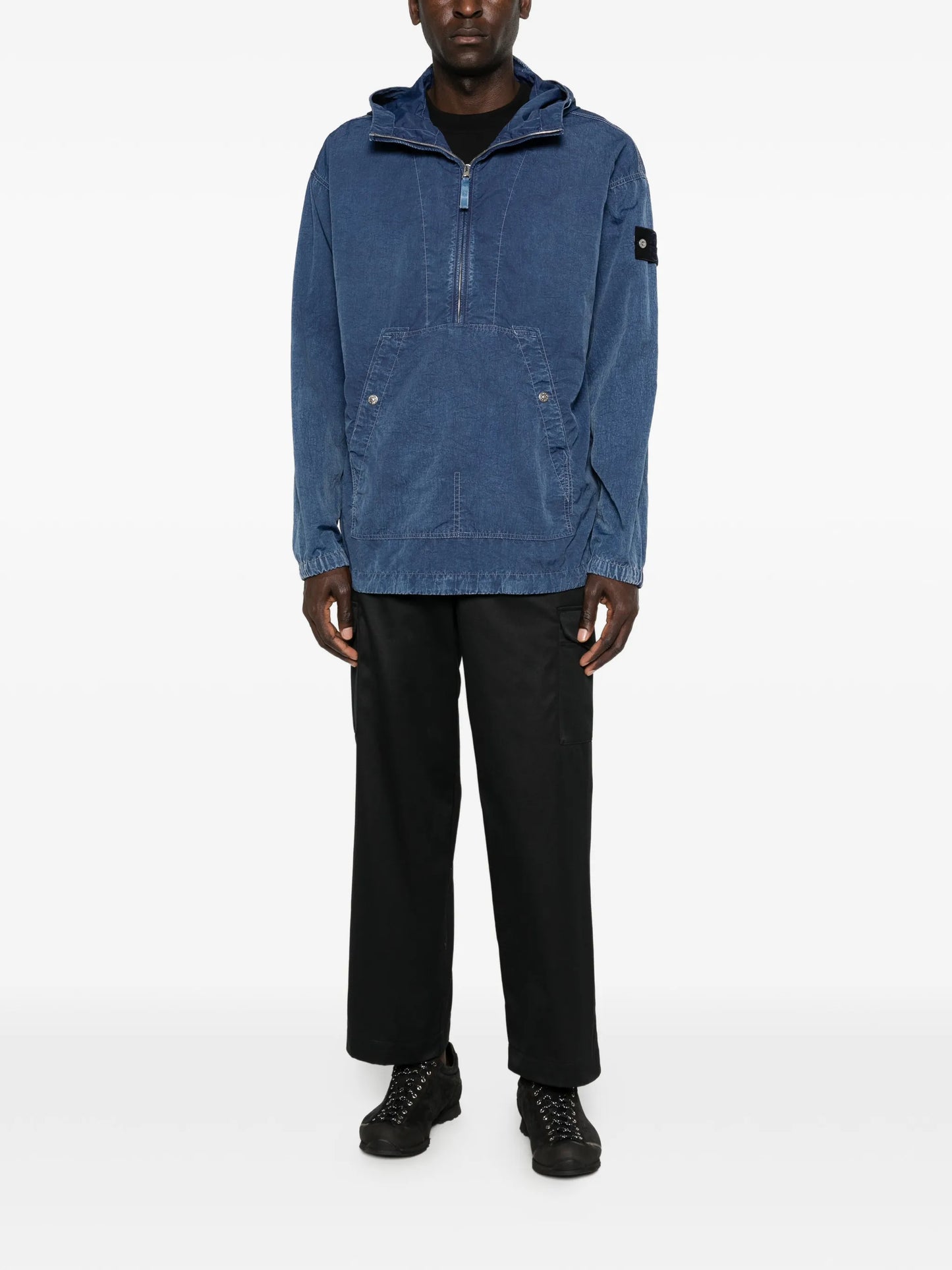 Compass-badge hooded jacket