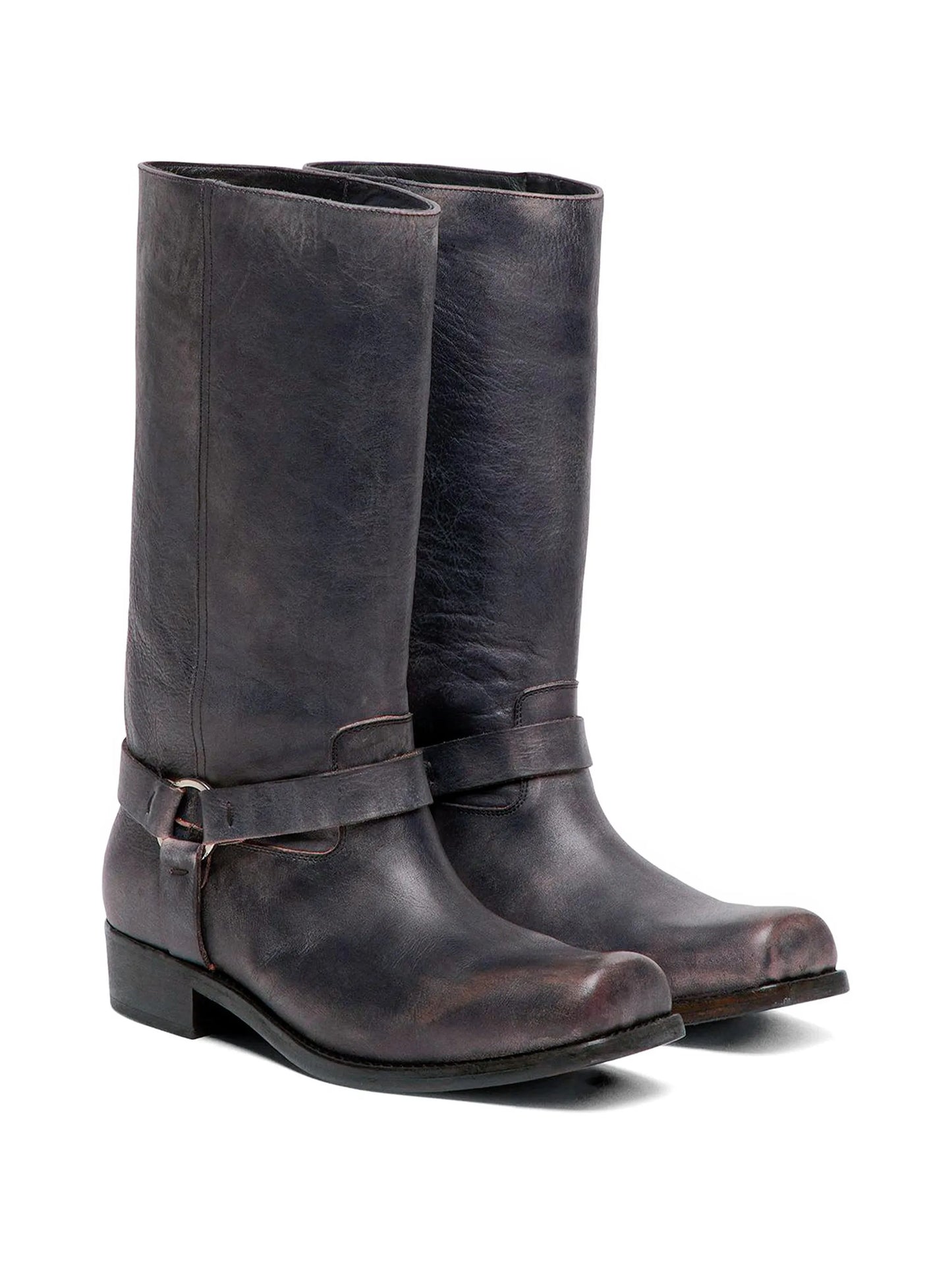 buckle-strap biker boots