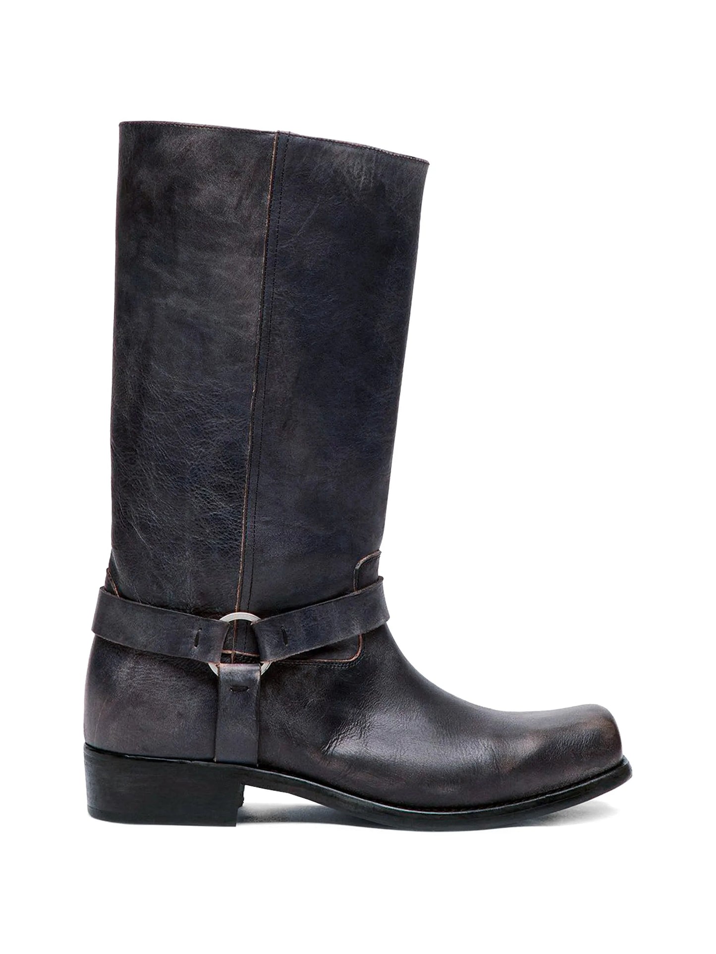 buckle-strap biker boots