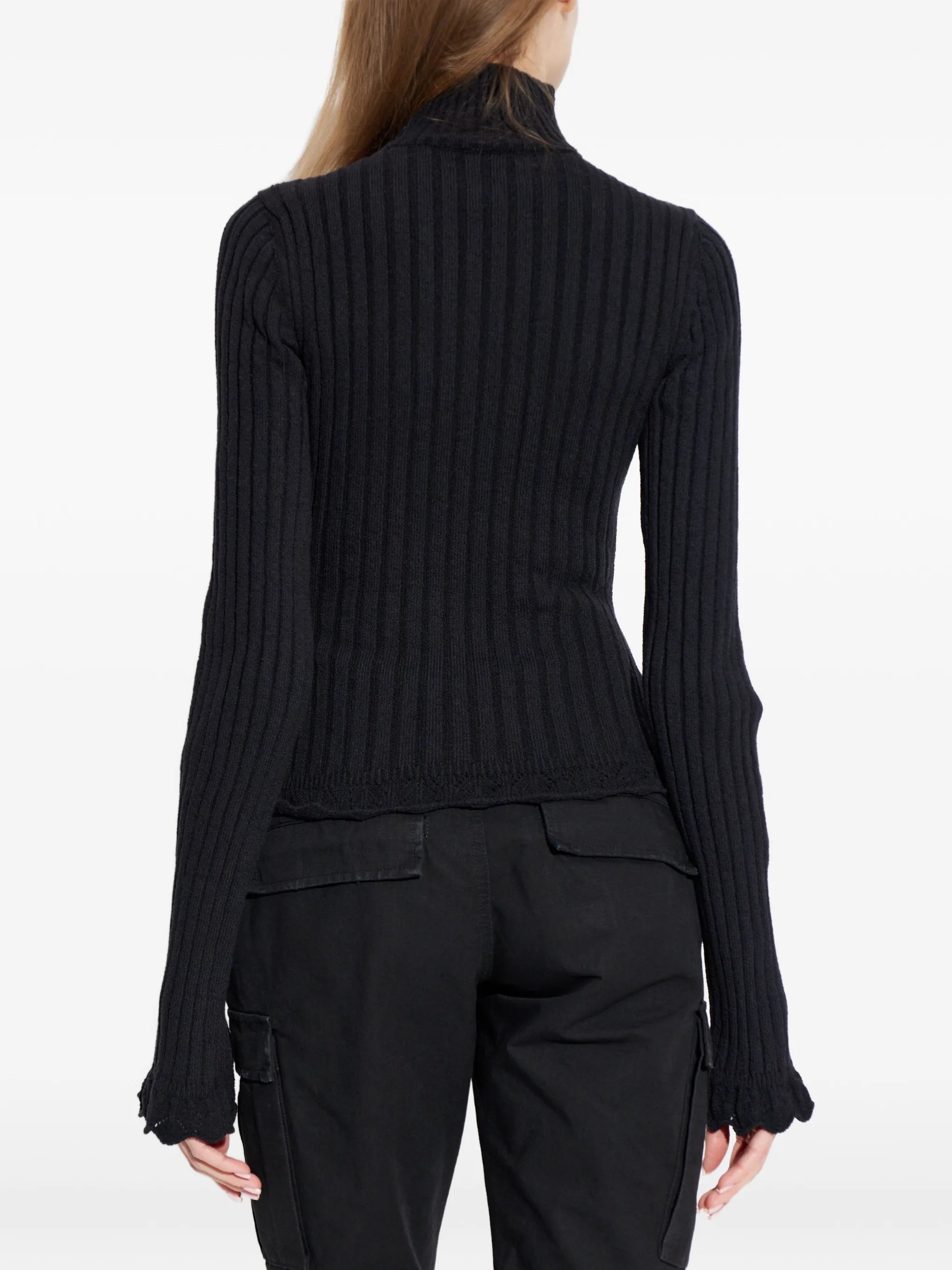 ruffled heart-cutout sweater