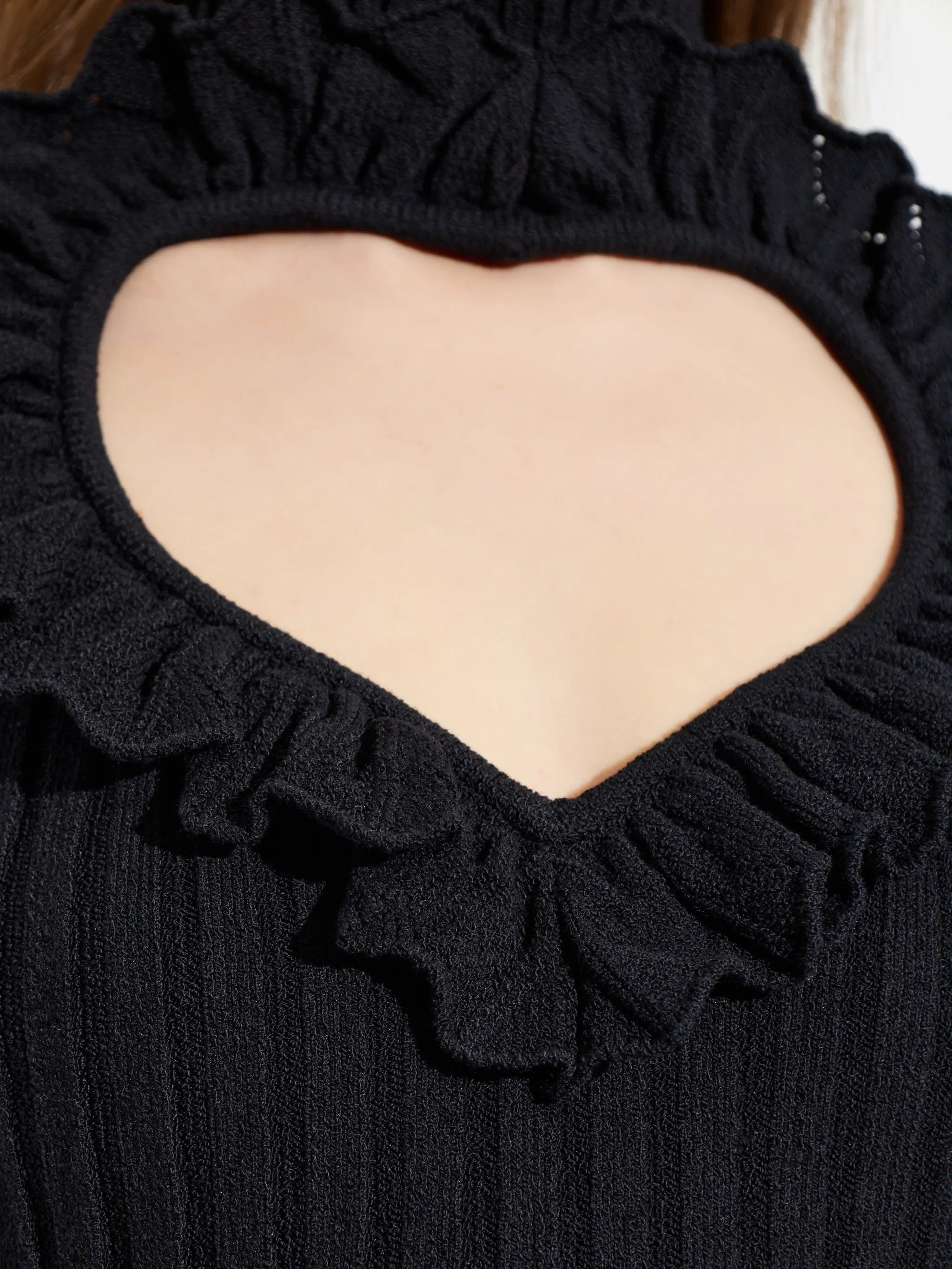 ruffled heart-cutout sweater