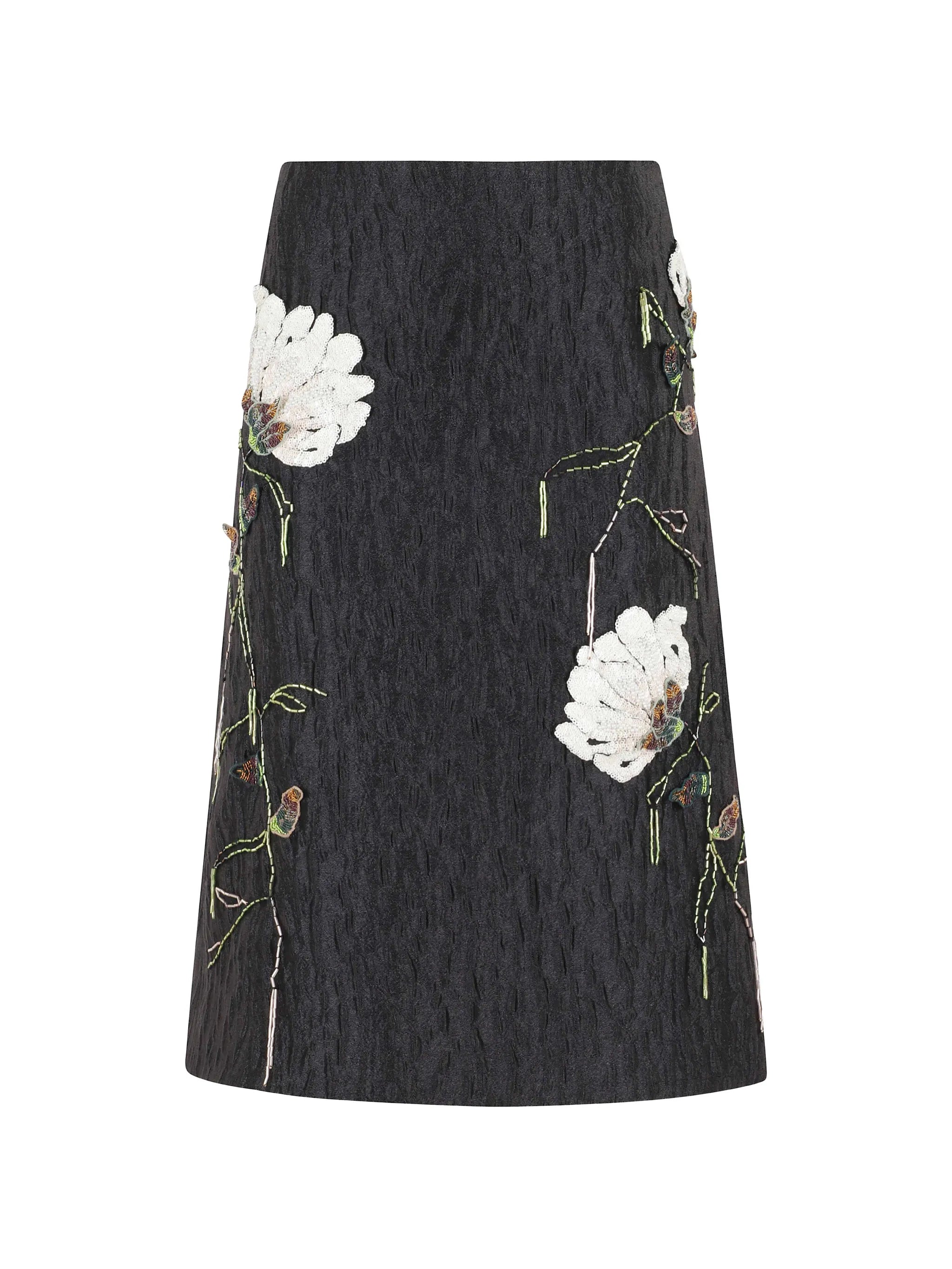 floral embellished midi skirt