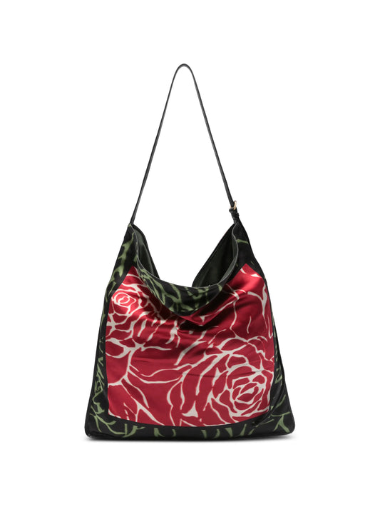 Large rose-print tote bag