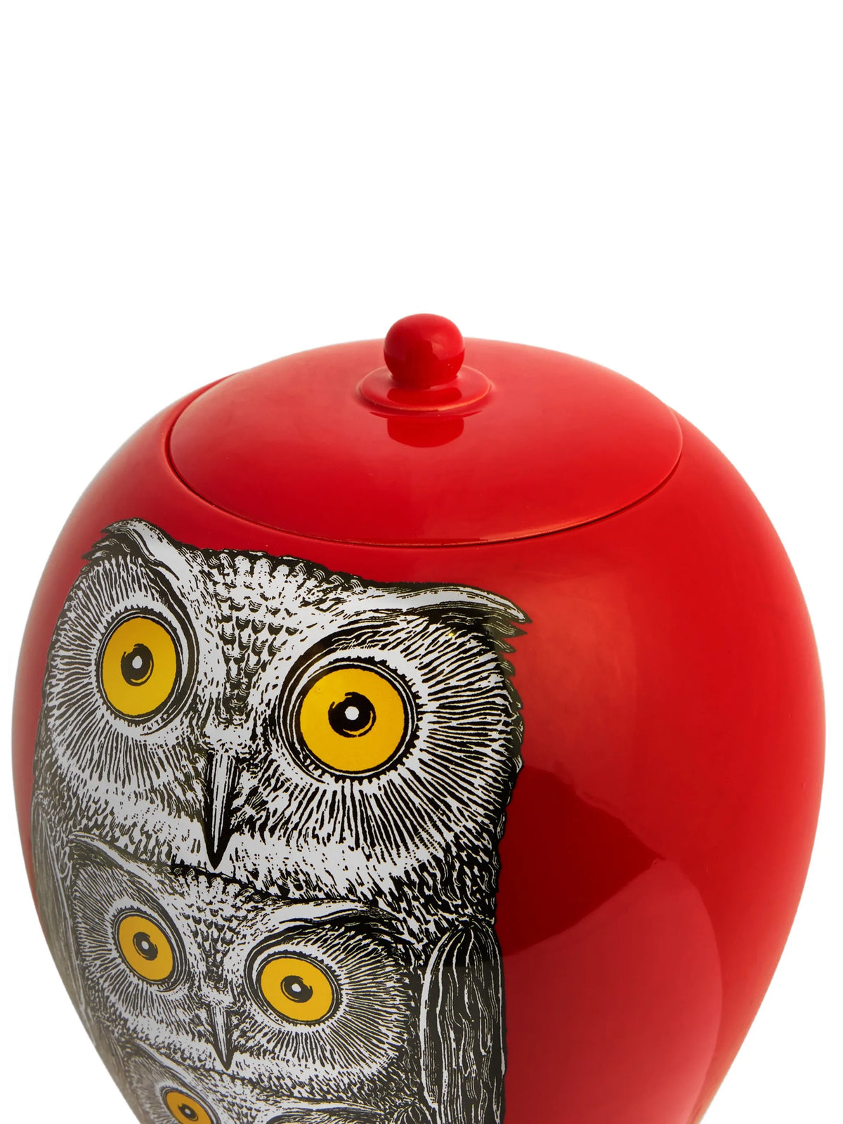 owl-illustrated vase
