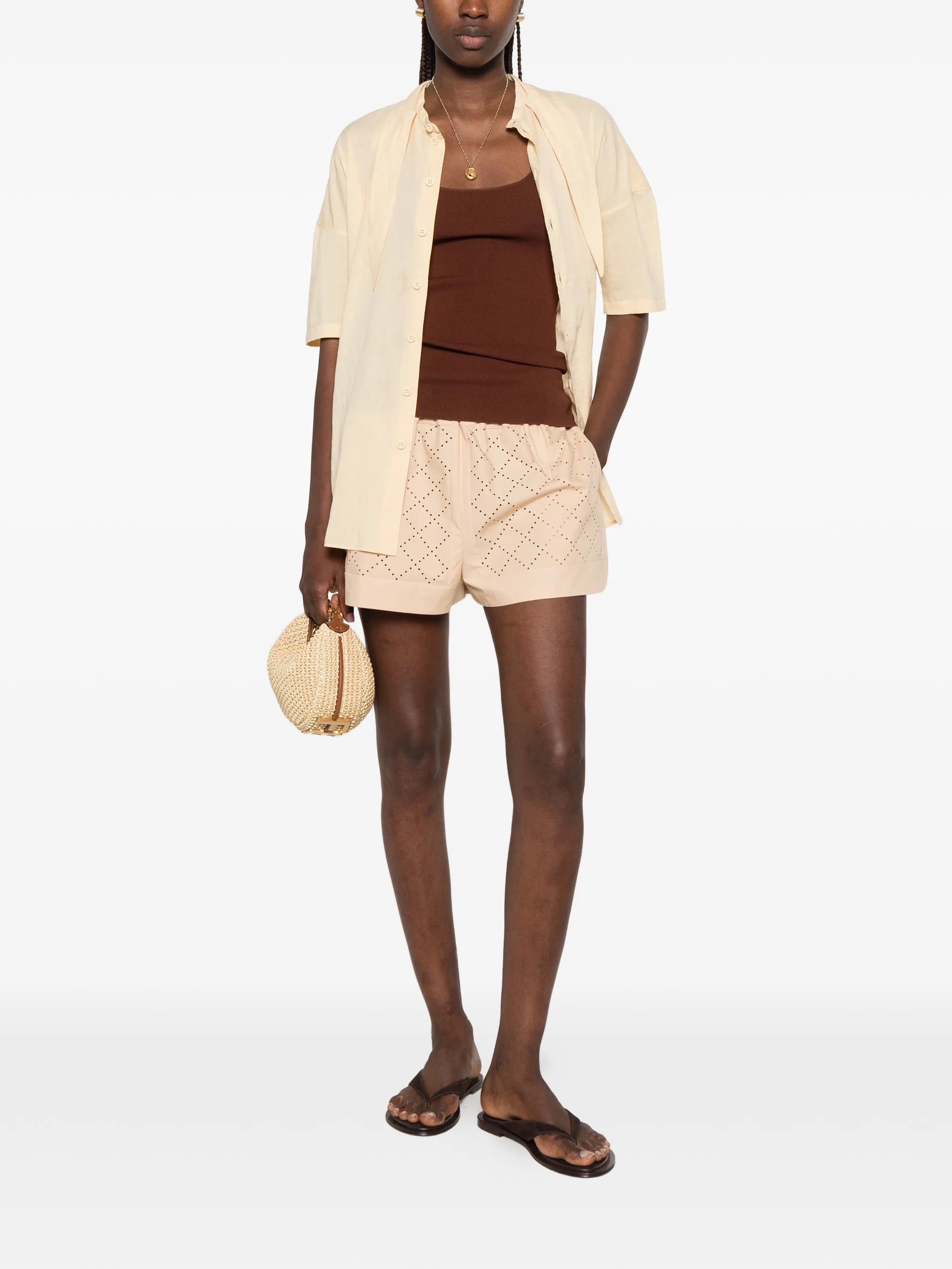 Argyle perforated shorts