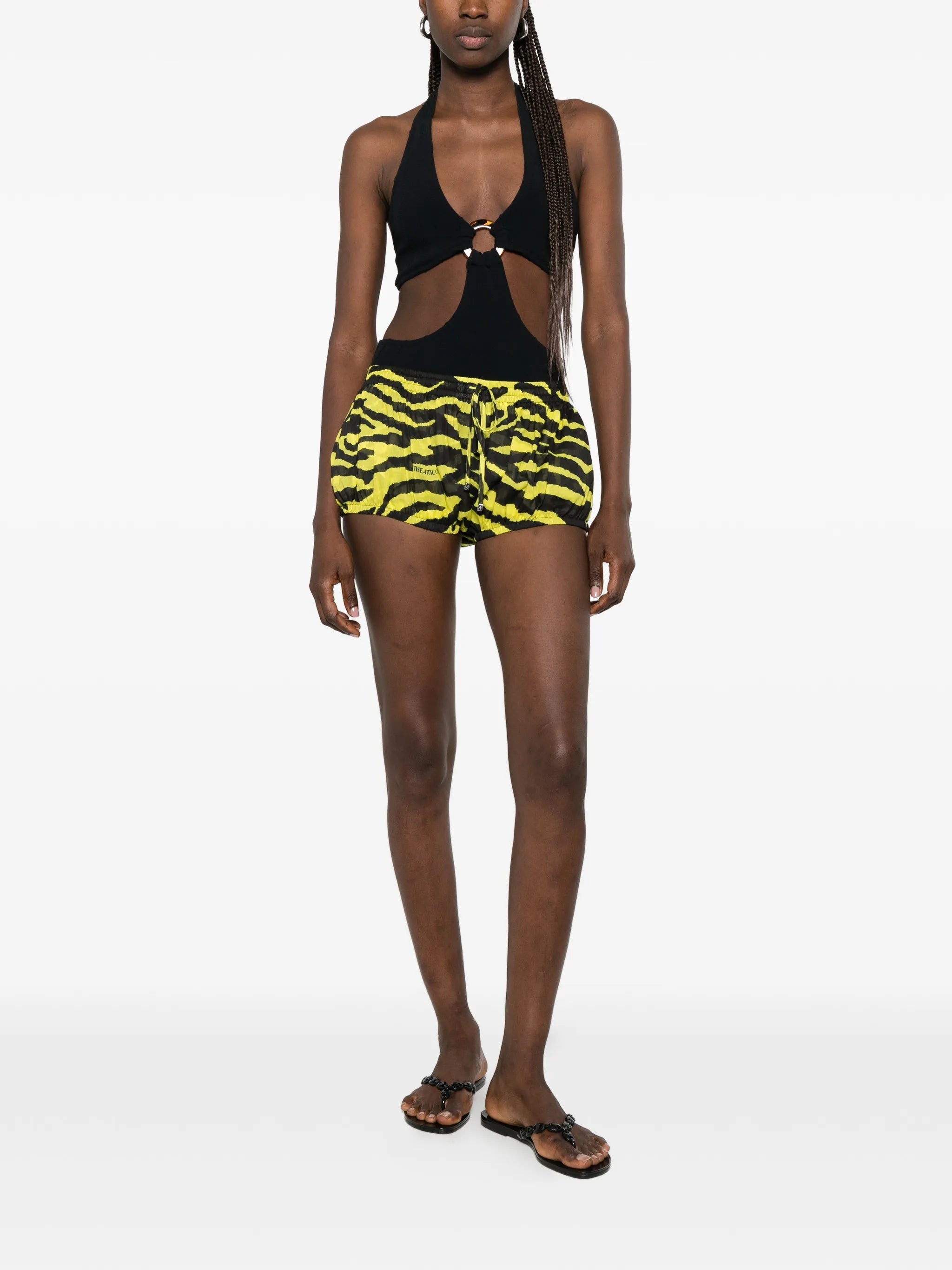 The Attico shorts black yellow