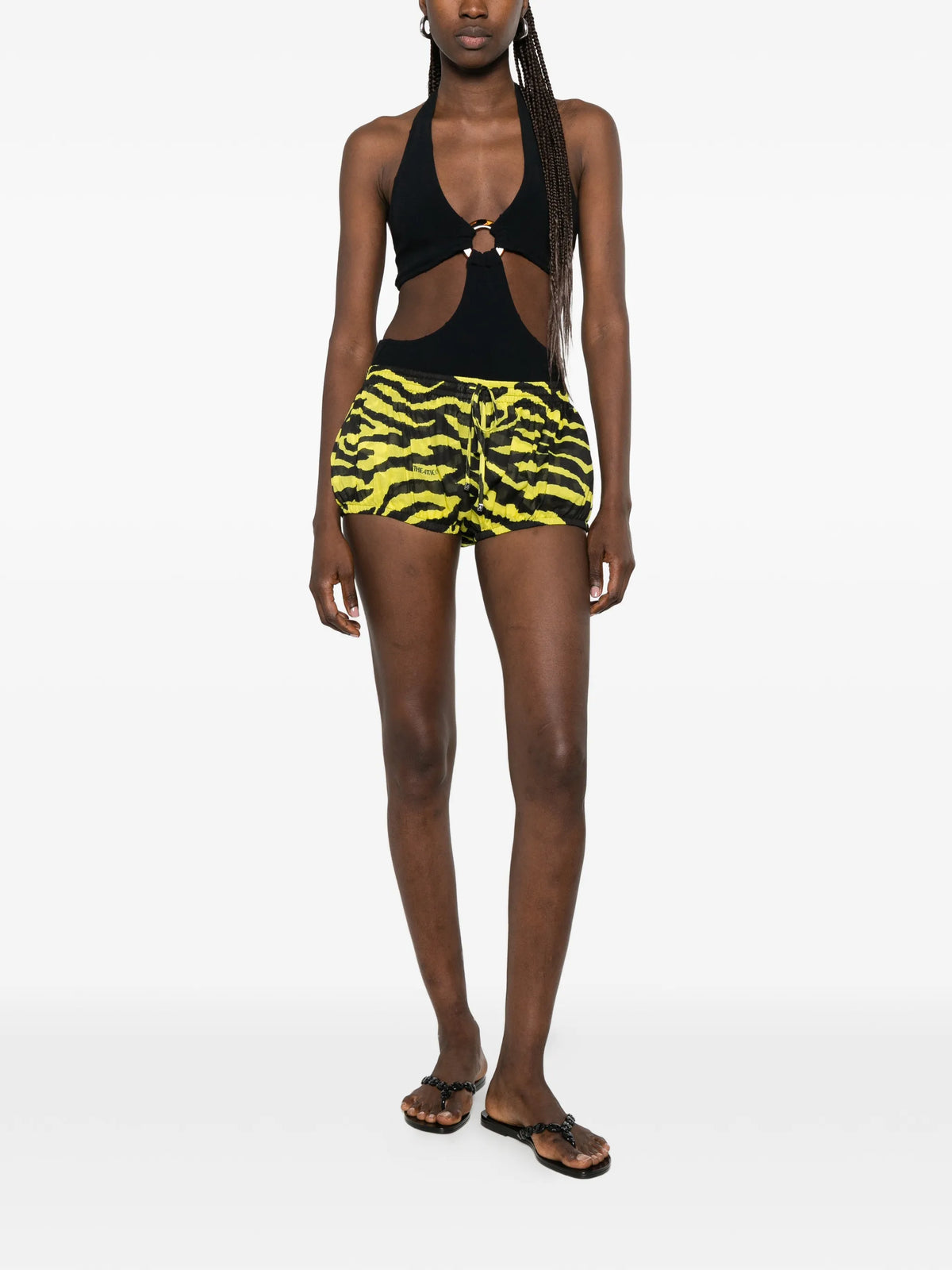 The Attico shorts black yellow