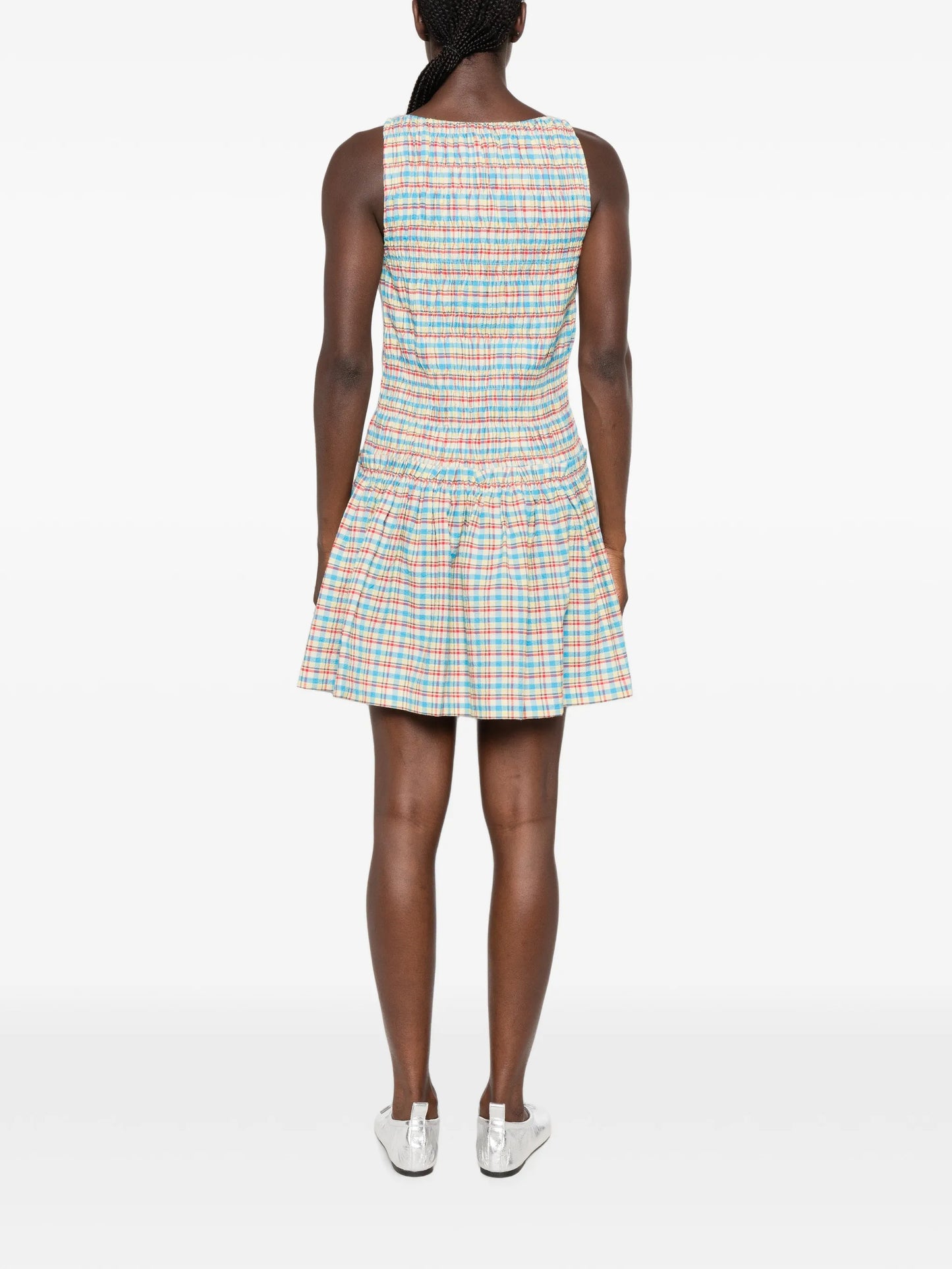 Gala smocked checkered mini dress
