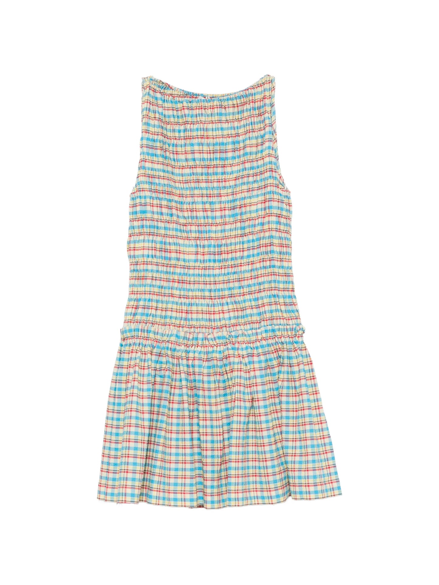 Gala smocked checkered mini dress