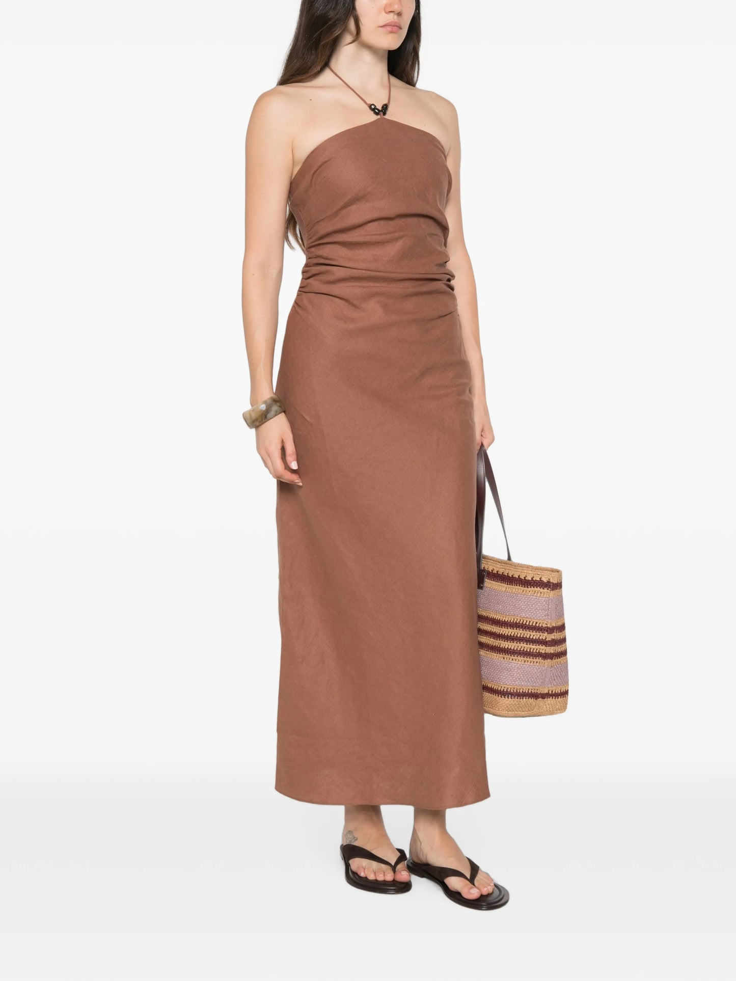 Natalia beaded-halterneck midi dress