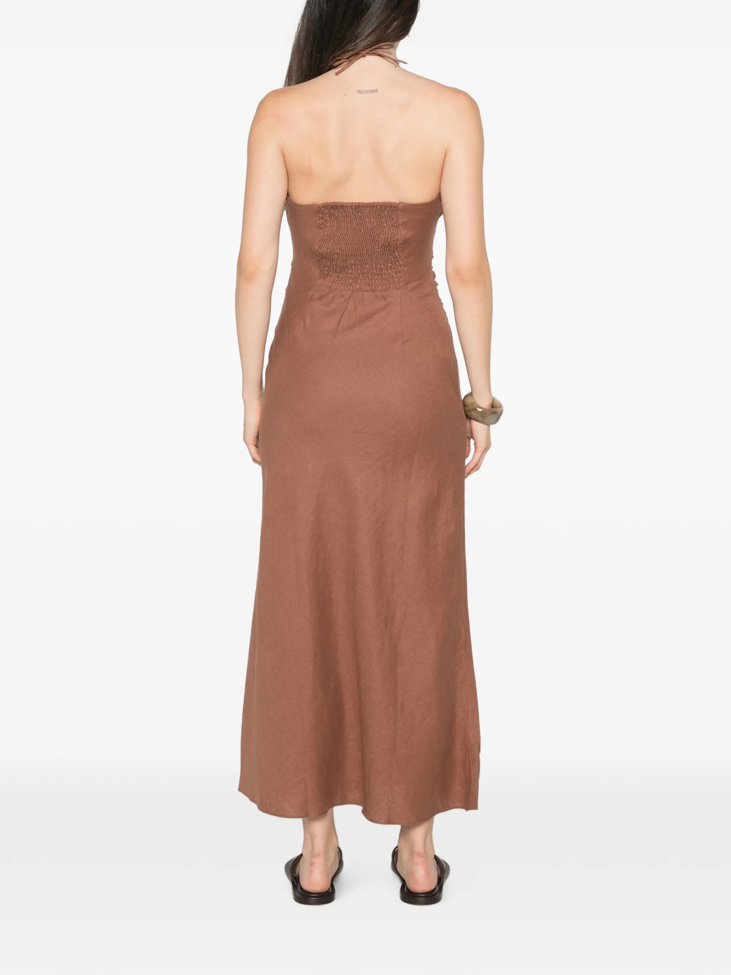 Natalia beaded-halterneck midi dress