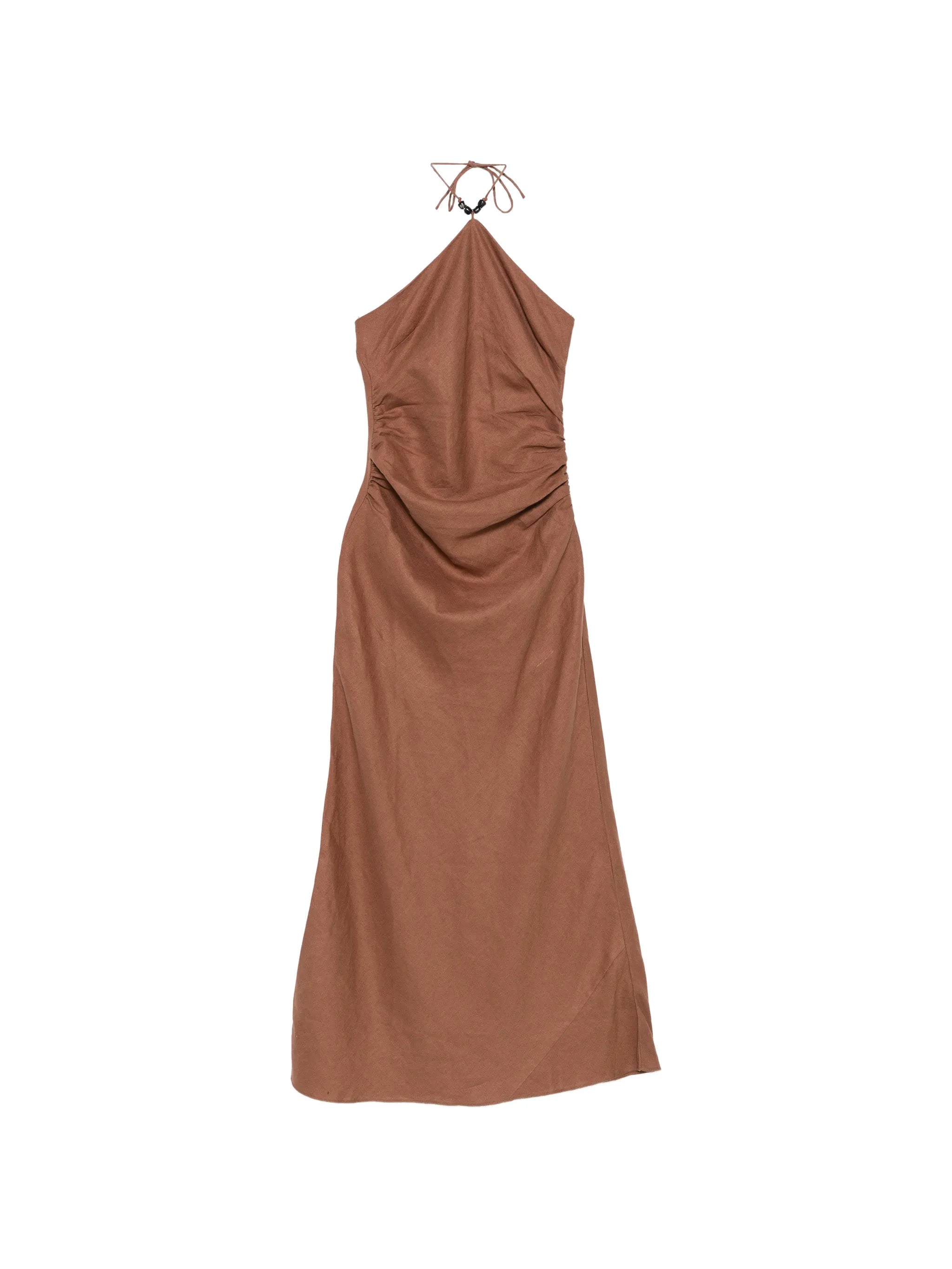 Natalia beaded-halterneck midi dress