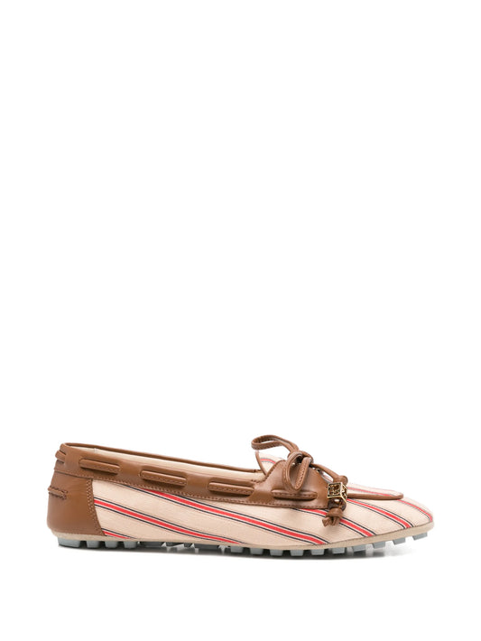 striped leather-trim loafers